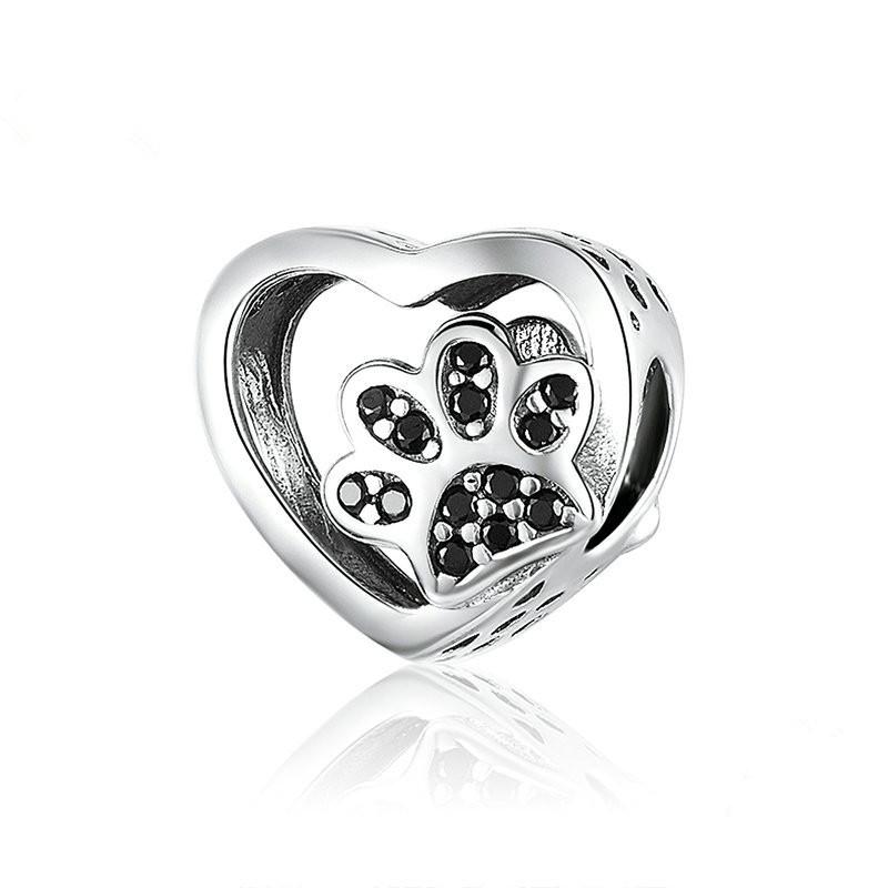 Silver Charm Silver Sweet Pet Cat Paw CZ Charm For Sale - sursenso Charm