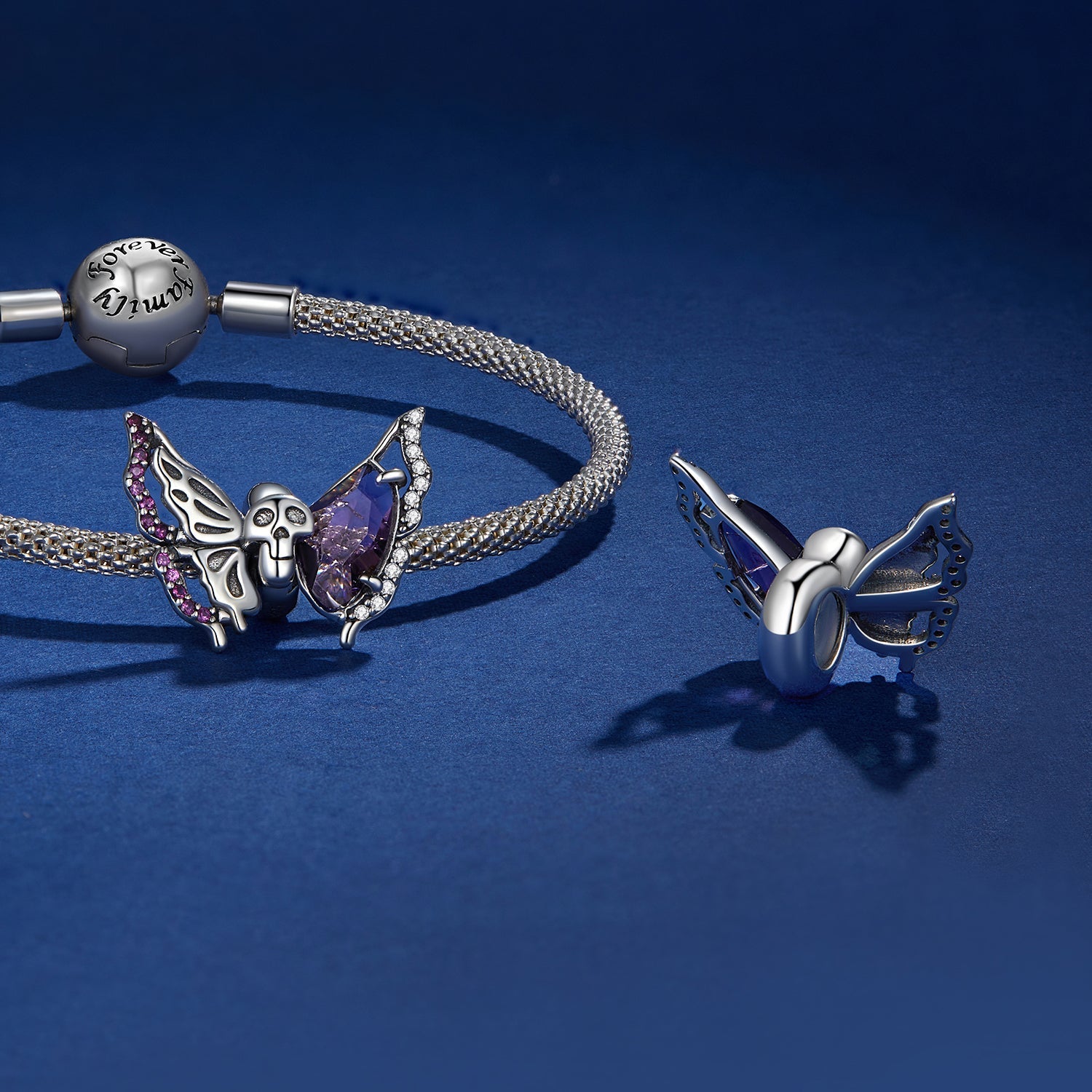 Silver Charm Skeleton Butterfly CZ Charm For Sale - sursenso Charm