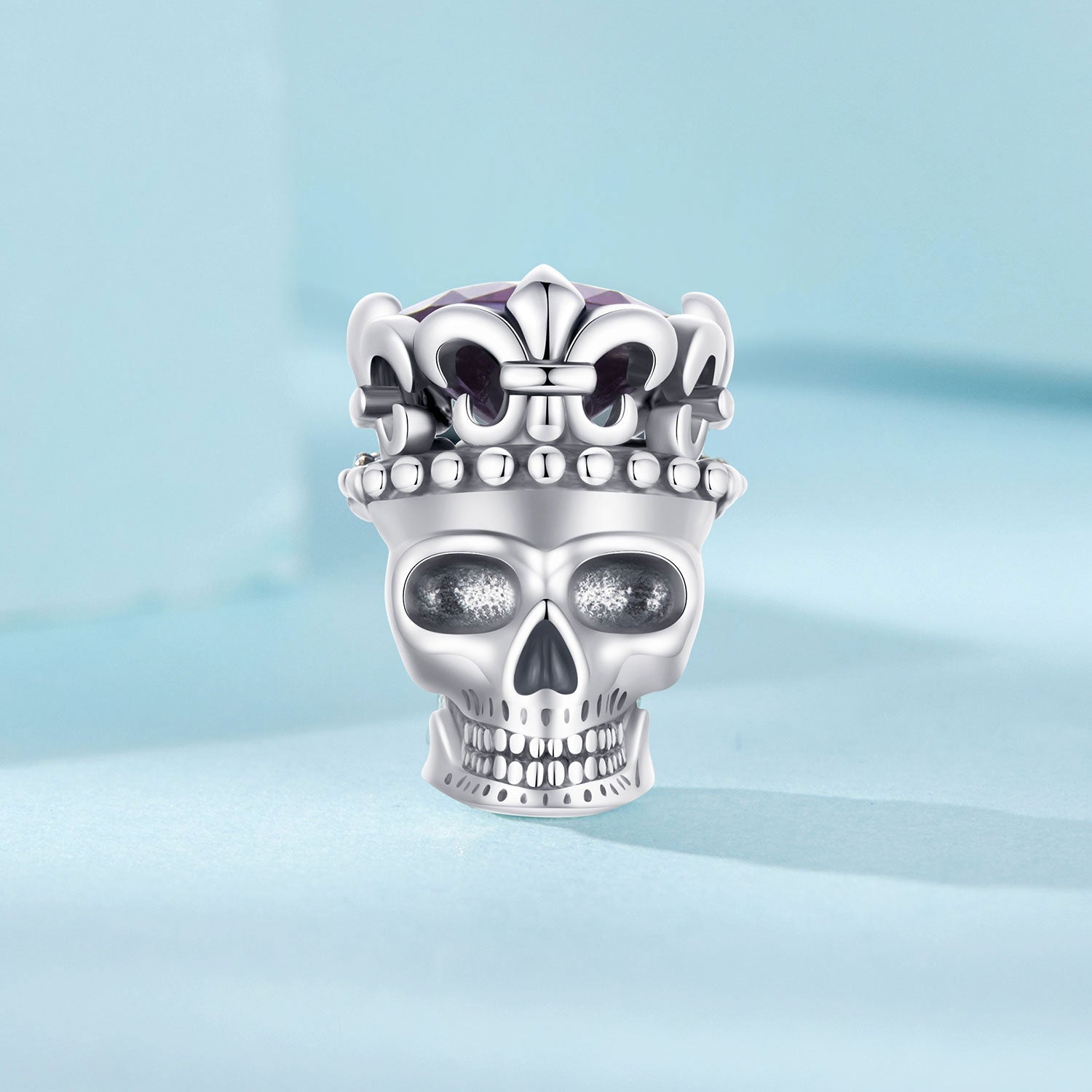 Silver Charm Skull Crown CZ Charm For Sale - sursenso Charm
