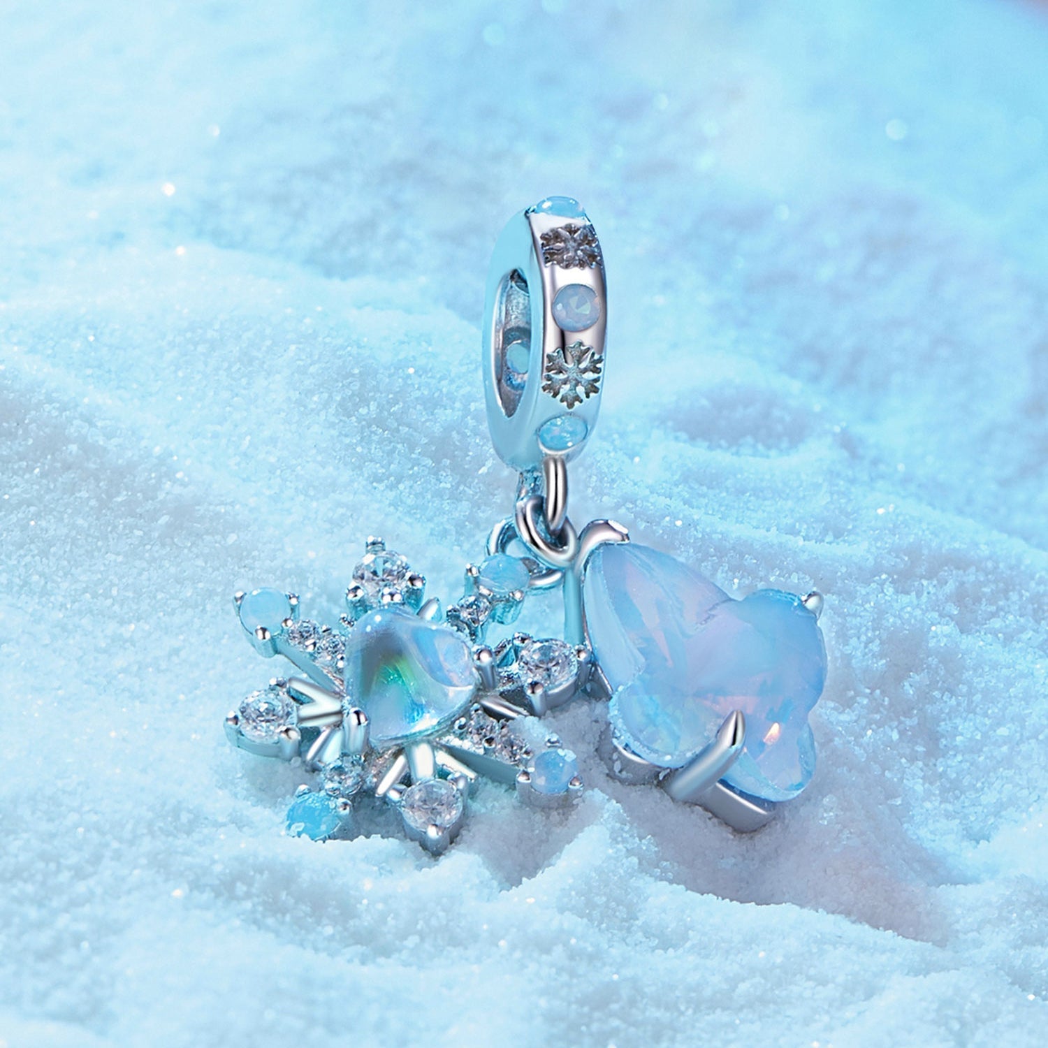 Silver Pendants Snow Butterfly CZ Dangle Charm For Sale - sursenso Pendants