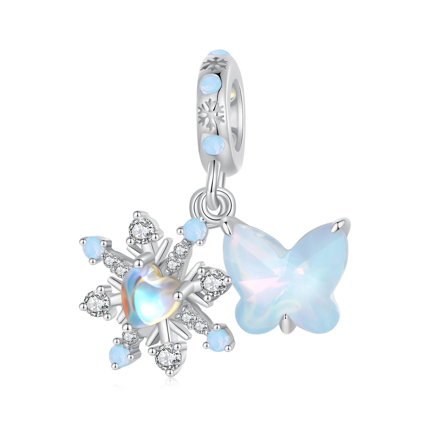 Silver Pendants Snow Butterfly CZ Dangle Charm For Sale - sursenso Pendants