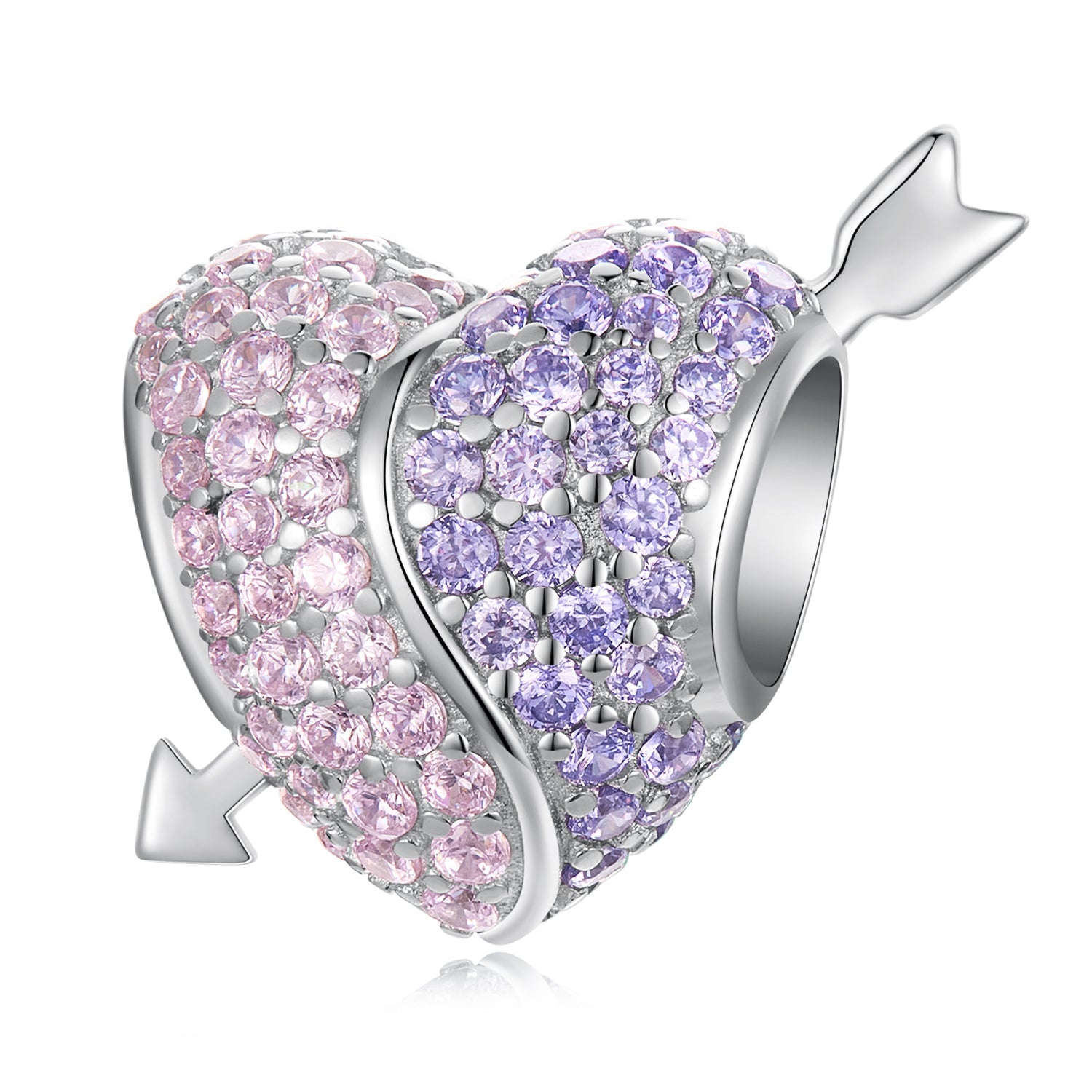 Silver Charm Tai Chi With An Arrow Through The Heart CZ Charm For Sale - sursenso Charm