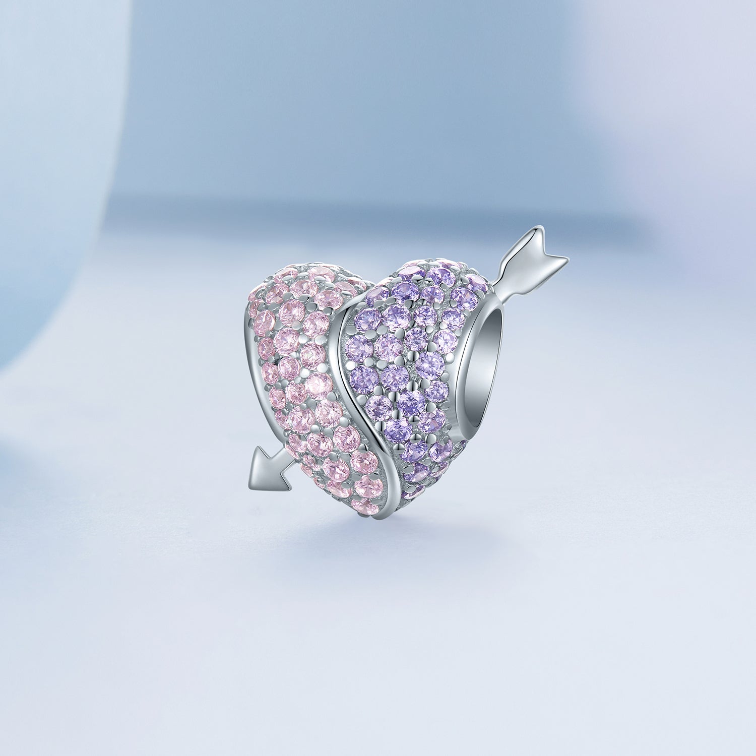 Silver Charm Tai Chi With An Arrow Through The Heart CZ Charm For Sale - sursenso Charm