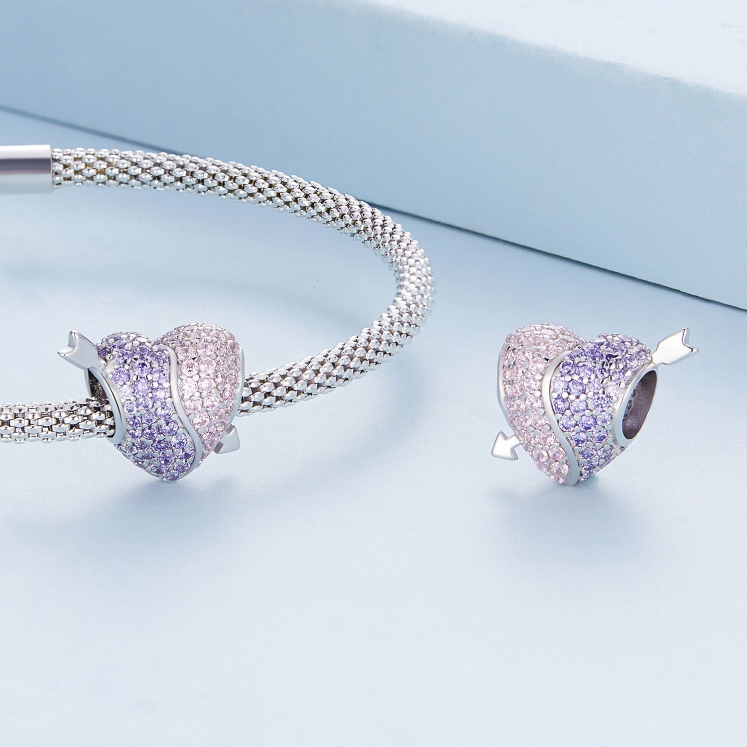 Silver Charm Tai Chi With An Arrow Through The Heart CZ Charm For Sale - sursenso Charm