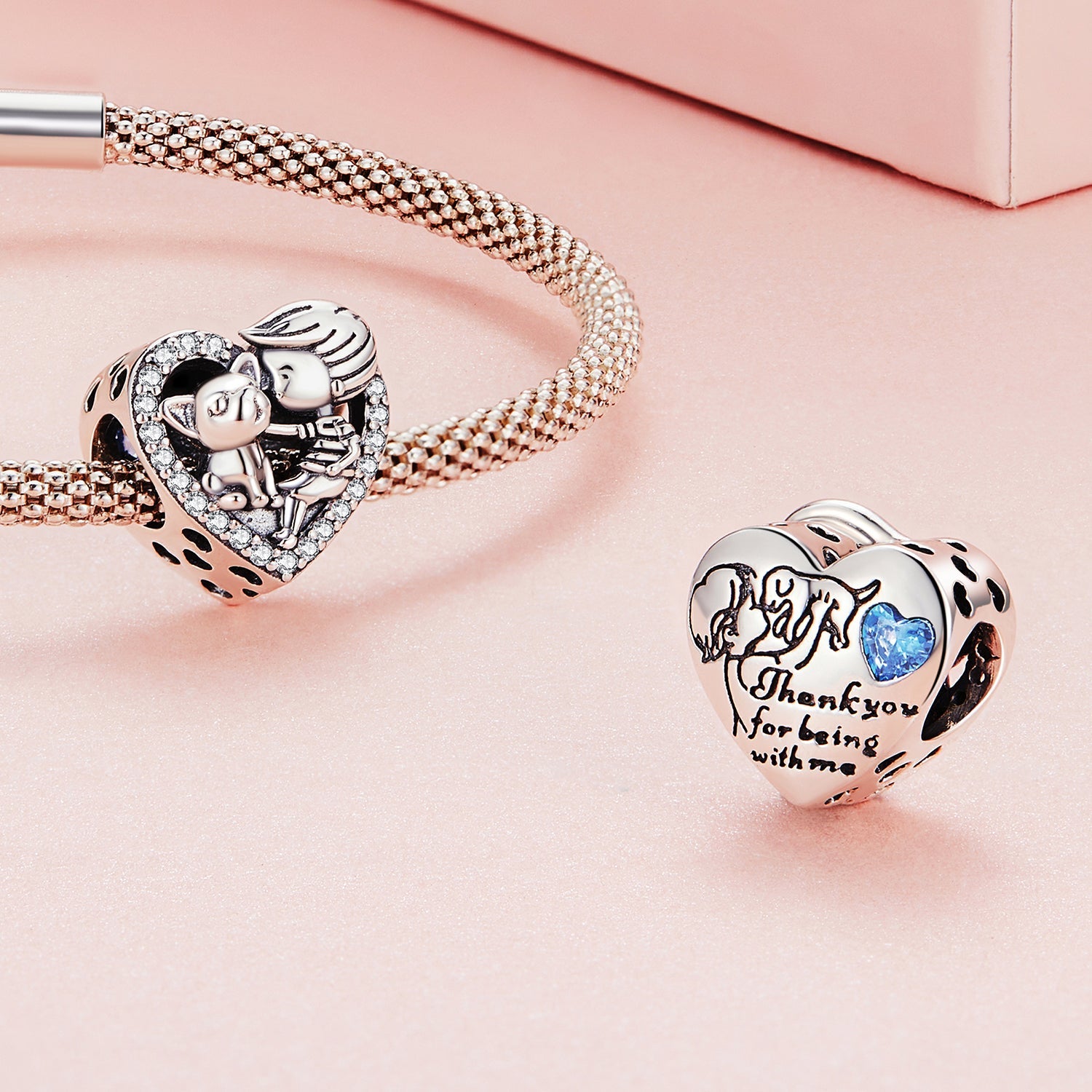 Silver Charm The Boy and The Pet CZ Charm For Sale - sursenso Charm