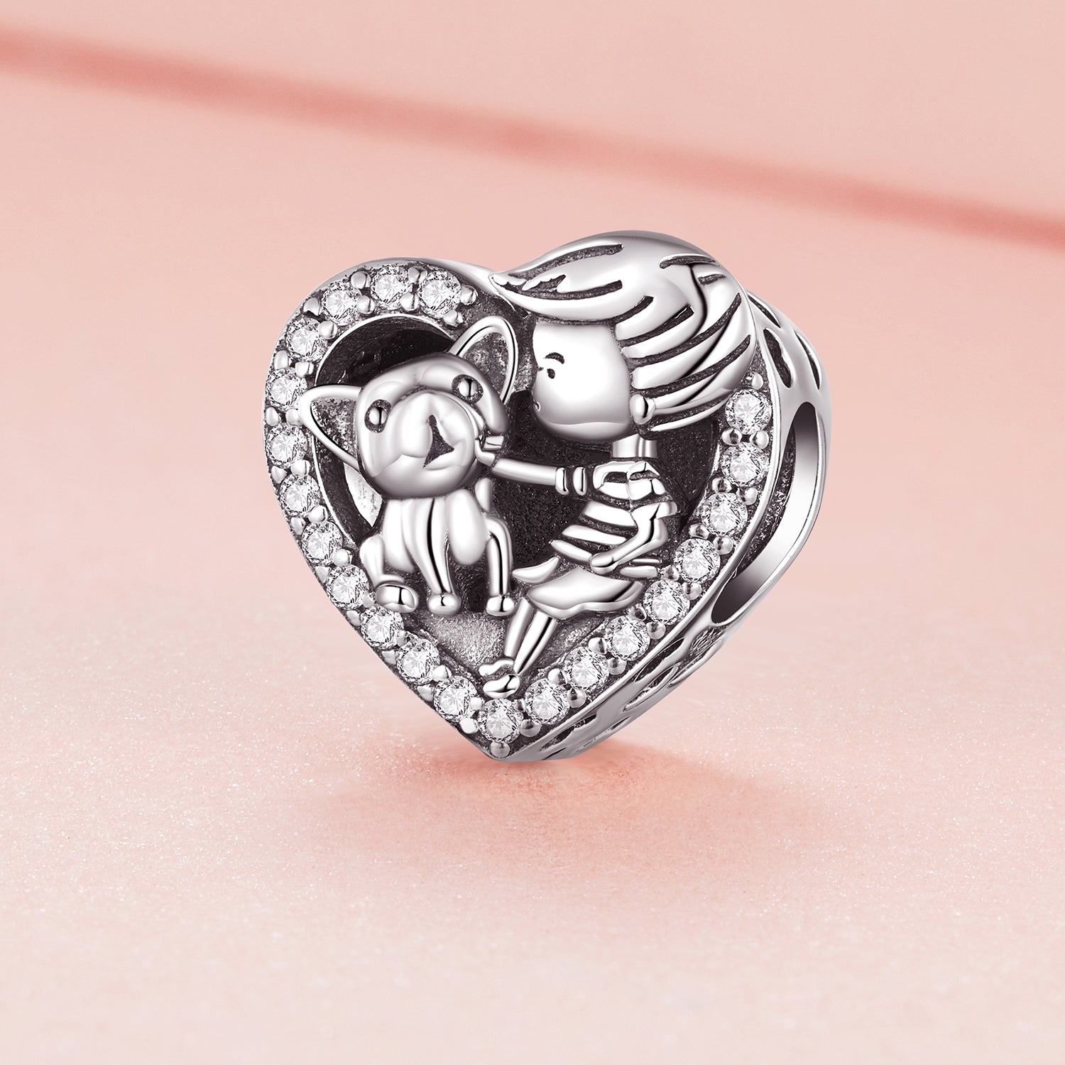 Silver Charm The Boy and The Pet CZ Charm For Sale - sursenso Charm