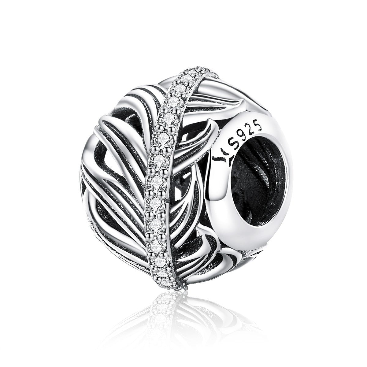 Silver Charm The Plume Of True Love CZ Charm For Sale - sursenso Charm