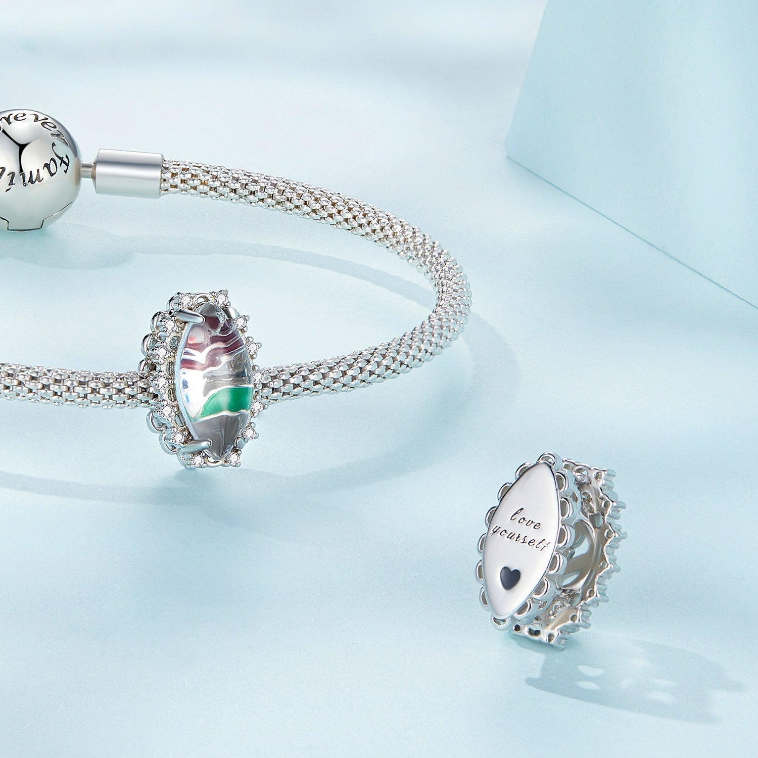 Silver Charm The Sealed Rose CZ Charm For Sale - sursenso Charm