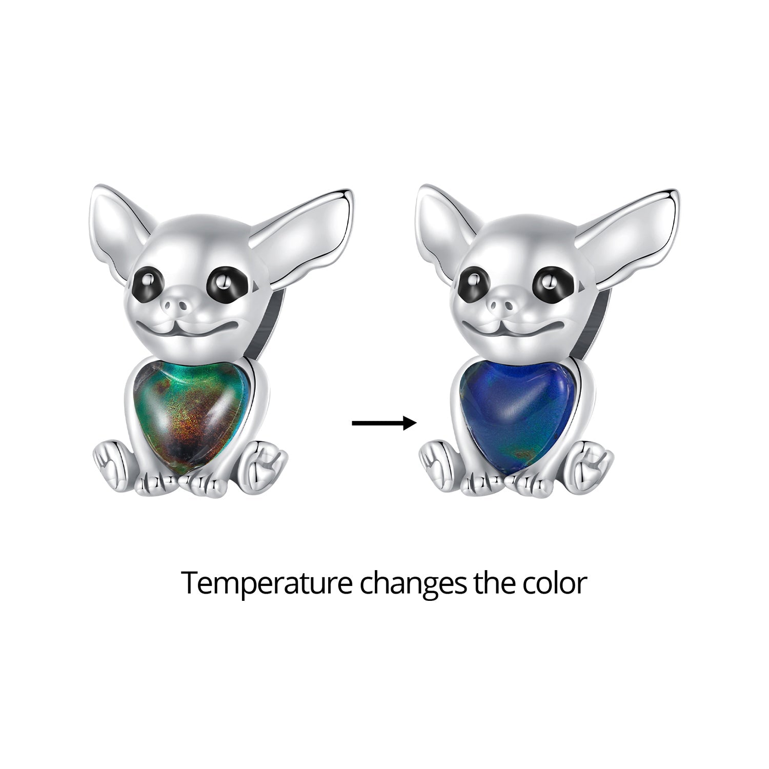 Silver Charm Thermosensitive Chihuahua Charm For Sale - sursenso Charm