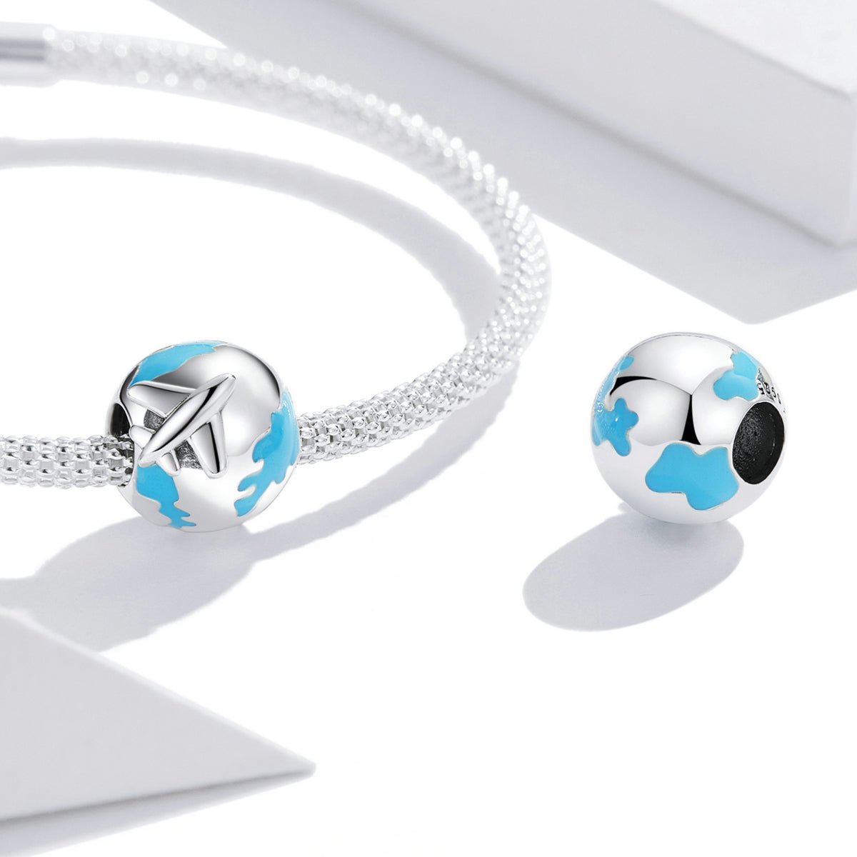 Silver Charm Travel Round the World Departure Charm For Sale - sursenso Charm