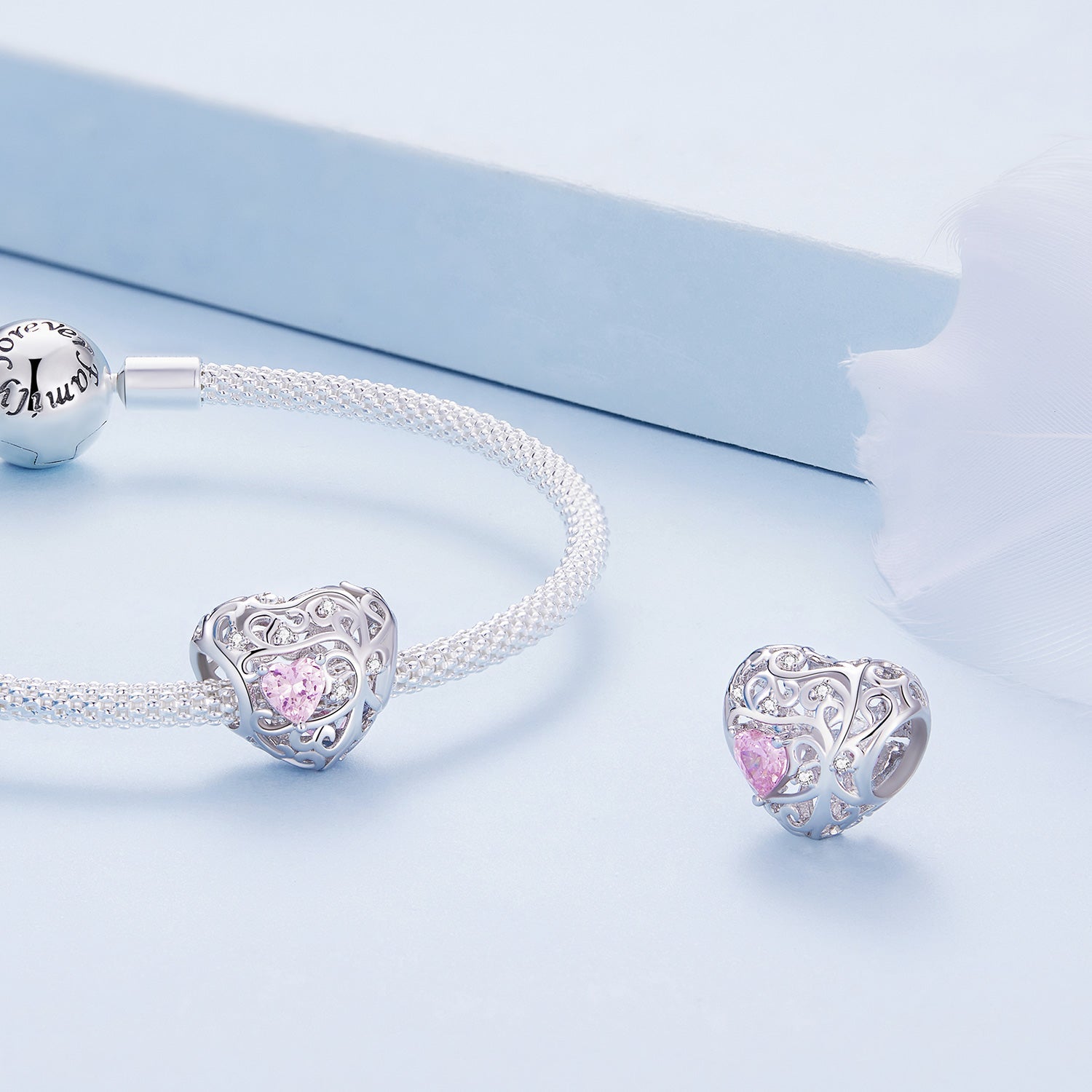 Silver Charm Tree of Life Pink CZ Charm For Sale - sursenso Charm