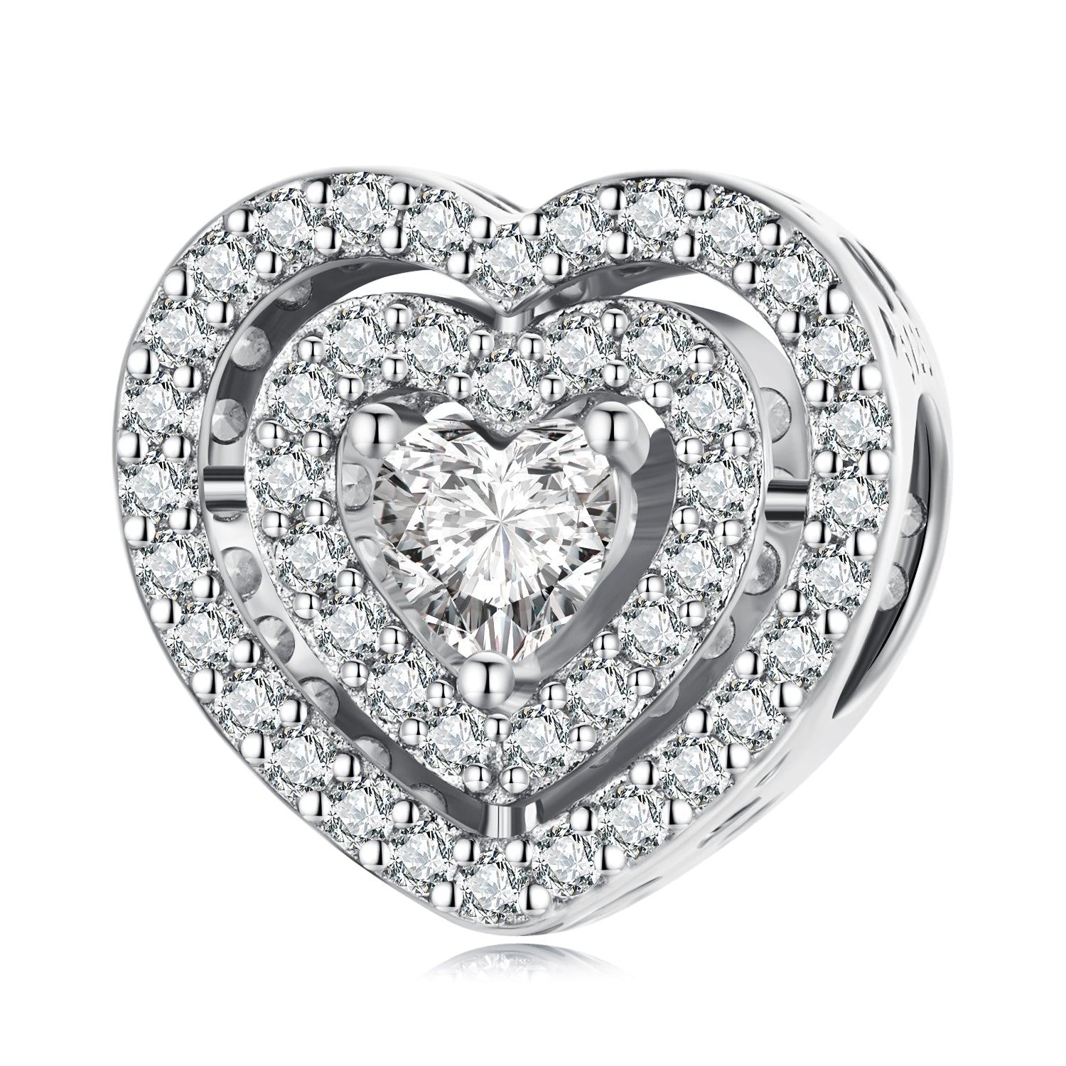 Silver Charm Triple Shining Hearts CZ Charm For Sale - sursenso Charm