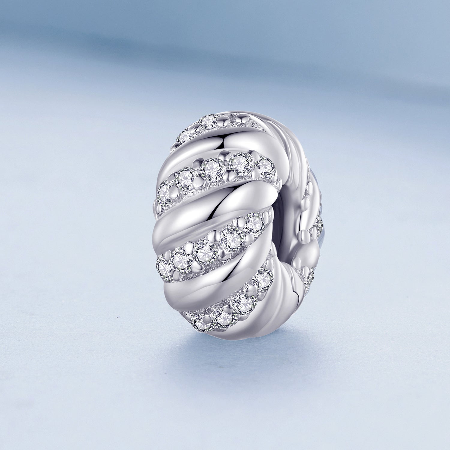 Silver Charm Twist CZ Stopper with Silicone Charm For Sale - sursenso Charm