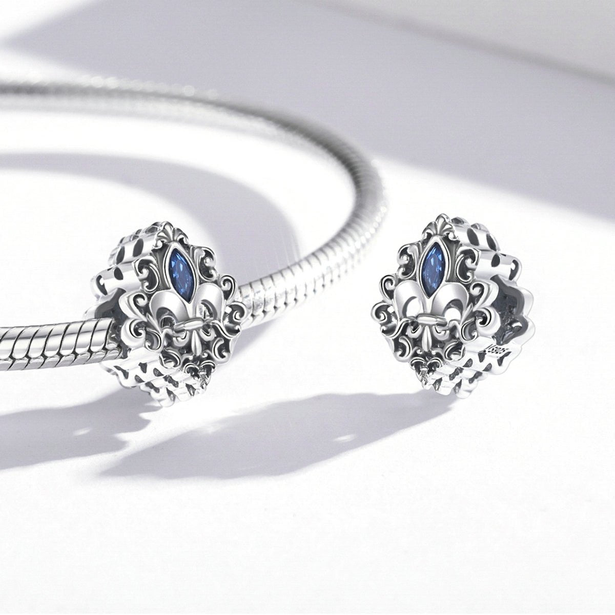 Silver Charm Vintage Pattern Water Drop CZ Charm For Sale - sursenso Charm