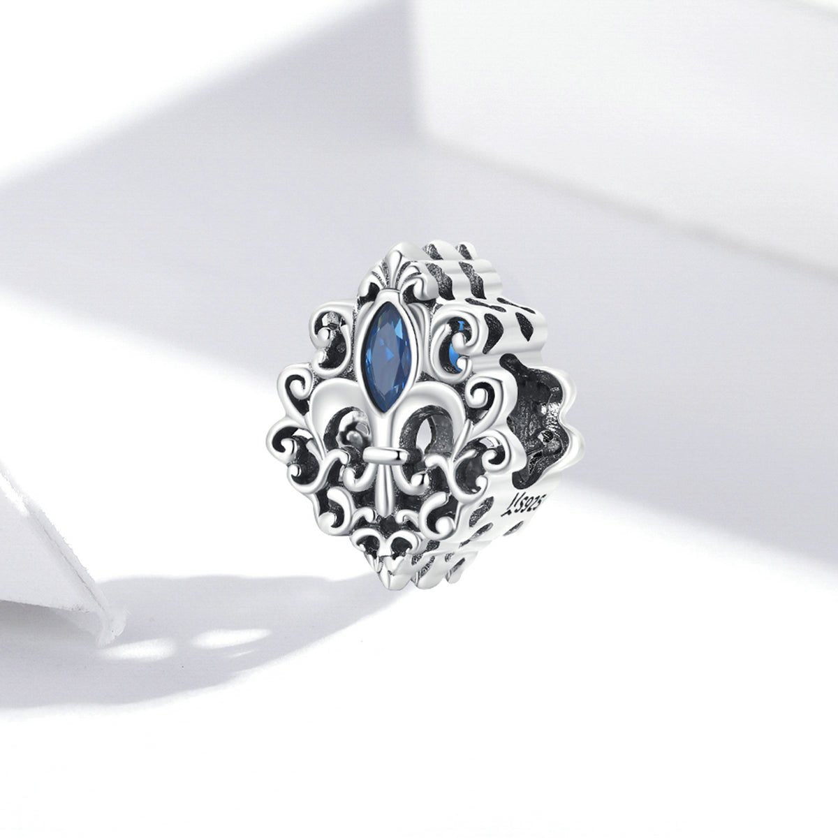 Silver Charm Vintage Pattern Water Drop CZ Charm For Sale - sursenso Charm