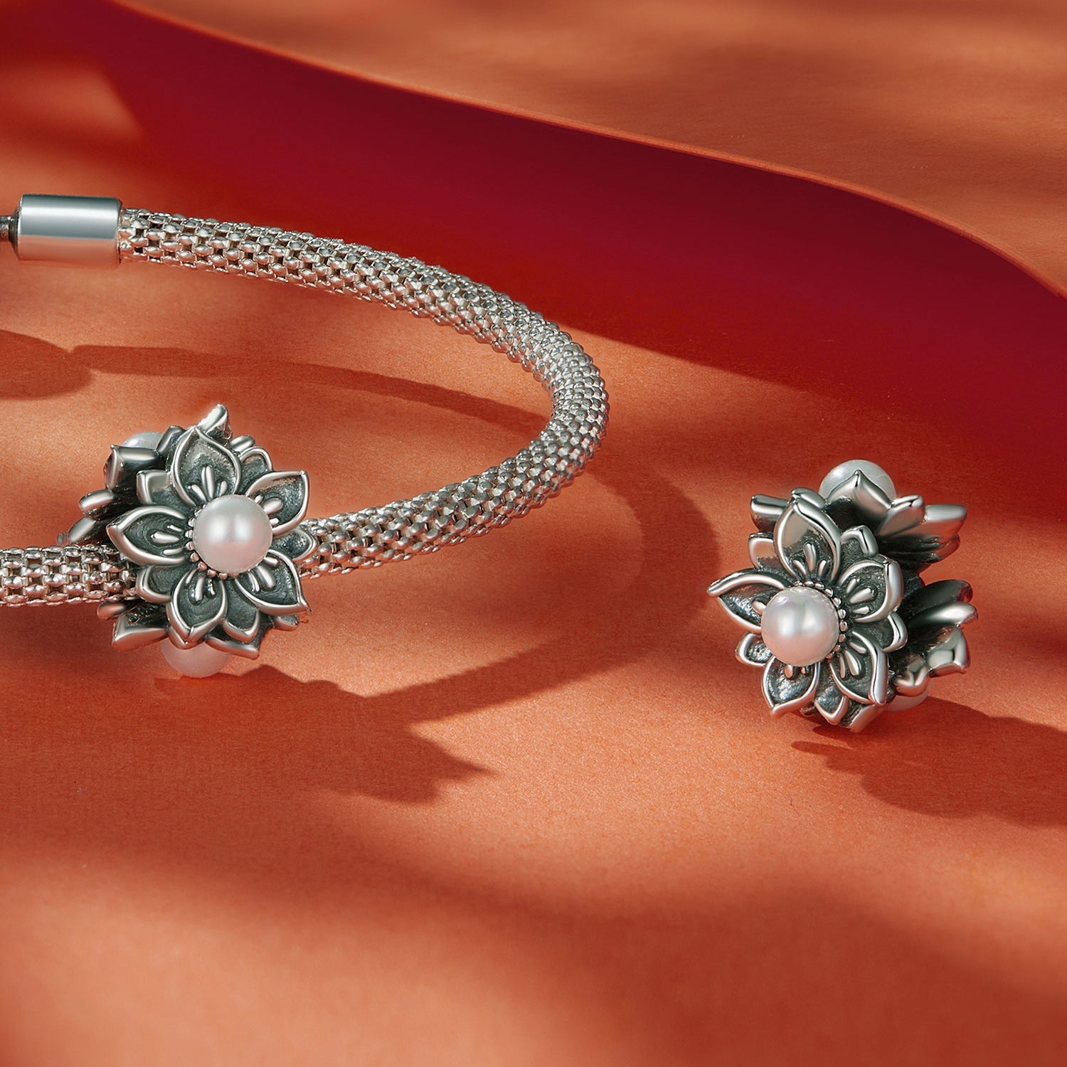 Silver Charm Vintage Shell Flower Charm For Sale - sursenso Charm