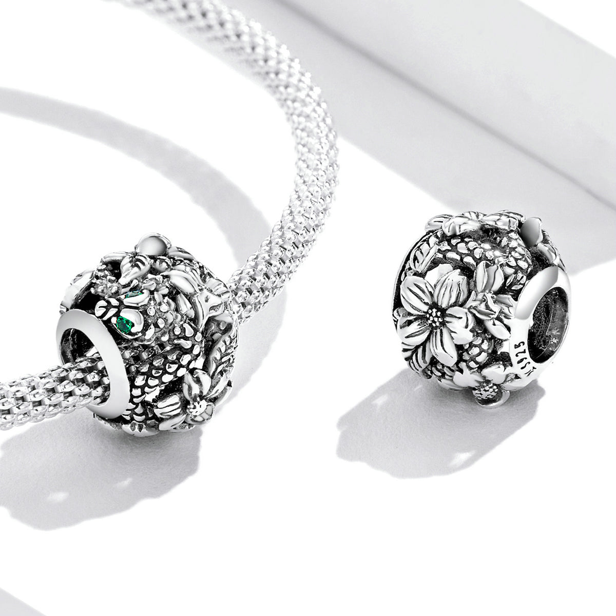 Silver Charm Vintage Snake CZ Charm For Sale - sursenso Charm