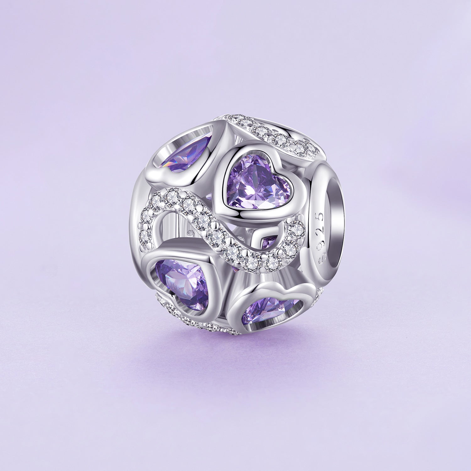 Silver Charm Violet Love Is Infinite CZ Charm For Sale - sursenso Charm