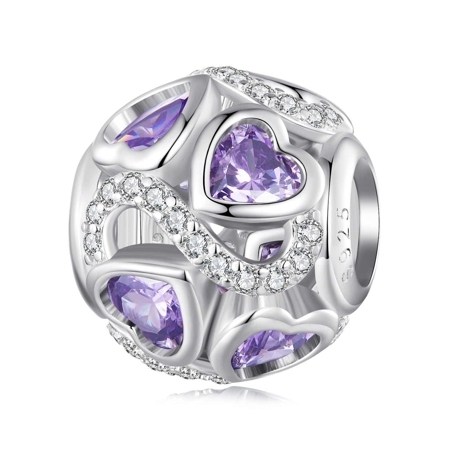 Silver Charm Violet Love Is Infinite CZ Charm For Sale - sursenso Charm