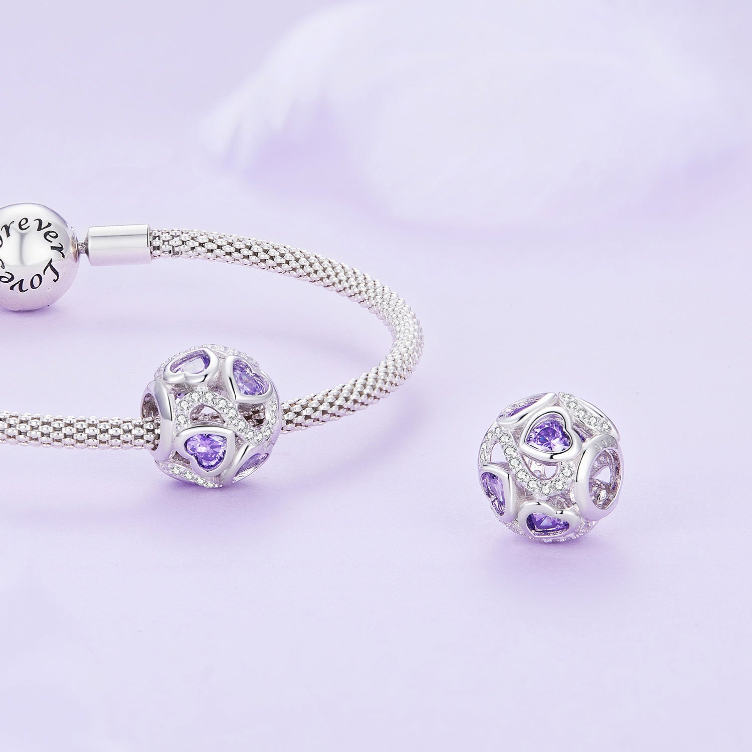 Silver Charm Violet Love Is Infinite CZ Charm For Sale - sursenso Charm