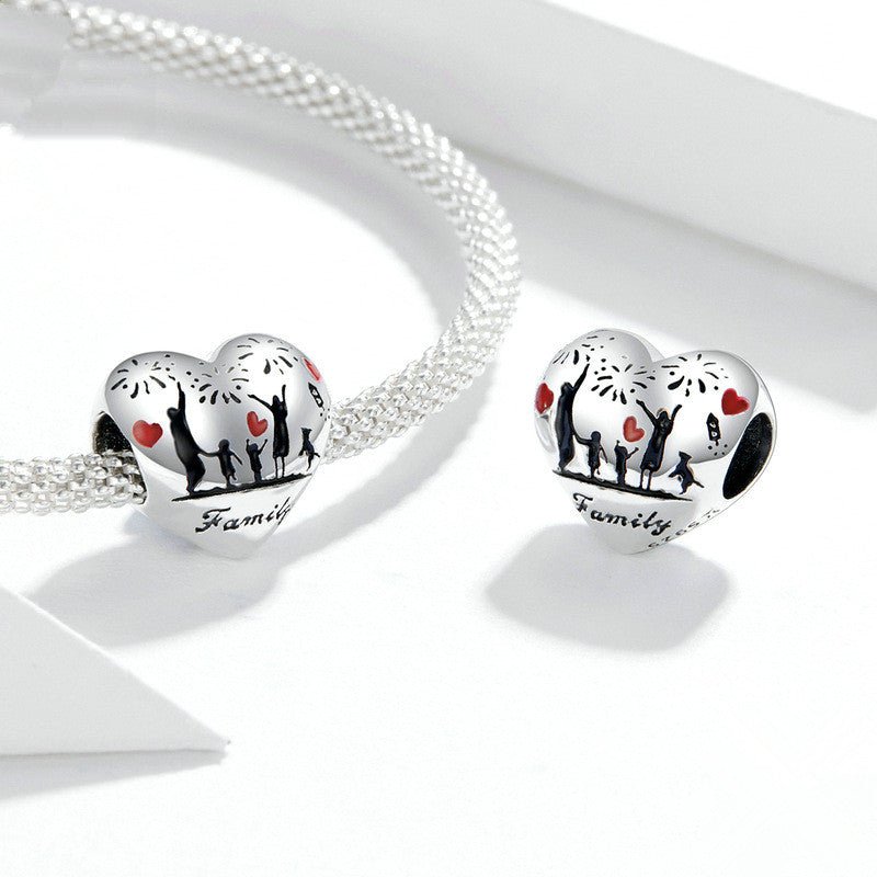 Silver Charm We Are Family Love Heart Charm For Sale - sursenso Charm