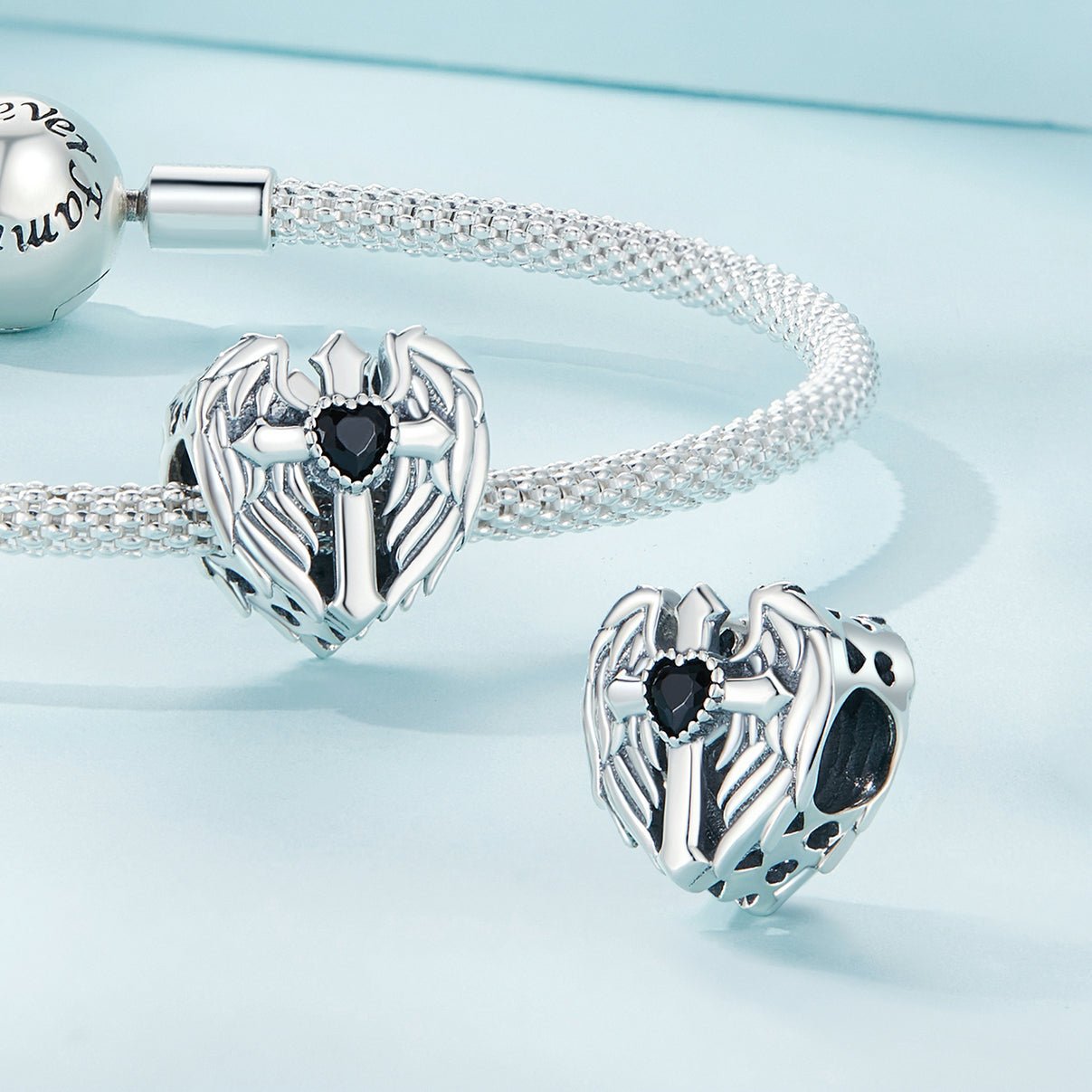 Silver Charm Winged Cross Faith CZ Charm For Sale - sursenso Charm