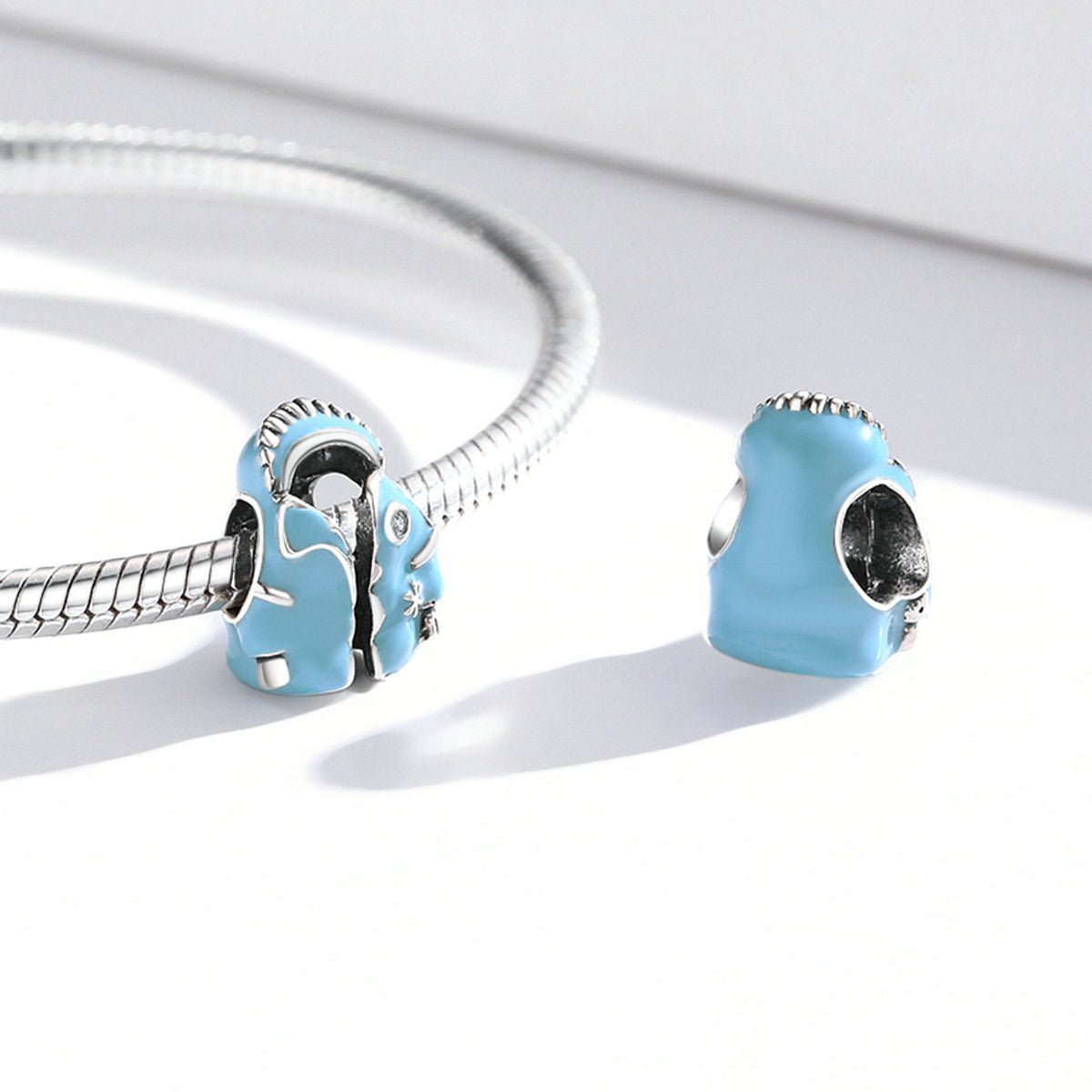 Silver Charm Winter Blue Down Coat Charm For Sale - sursenso Charm