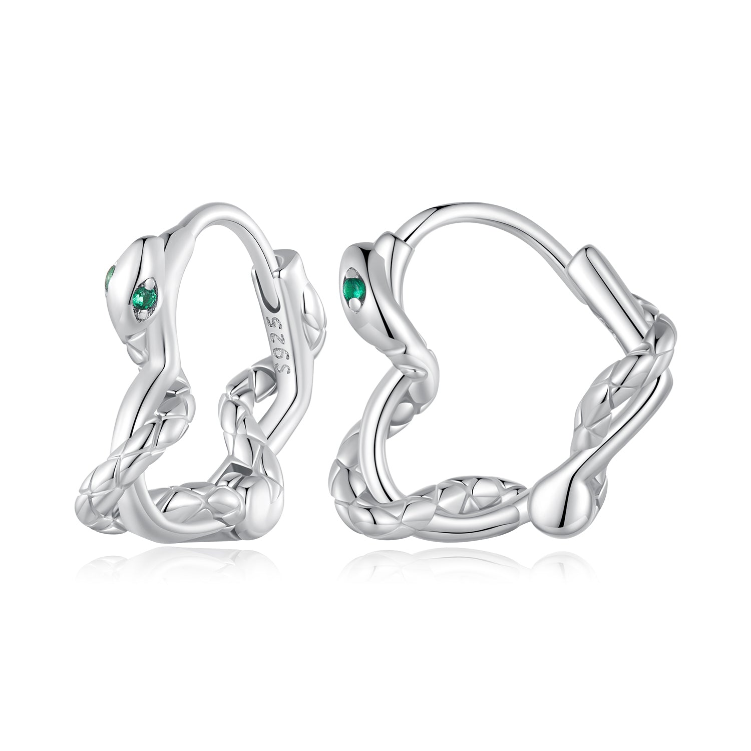 Silver Earrings Bent Spirit Snake CZ Hoop Earrings For Sale - sursenso Earring