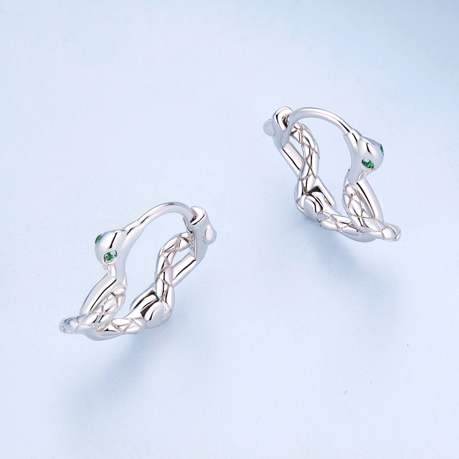 Silver Earrings Bent Spirit Snake CZ Hoop Earrings For Sale - sursenso Earring