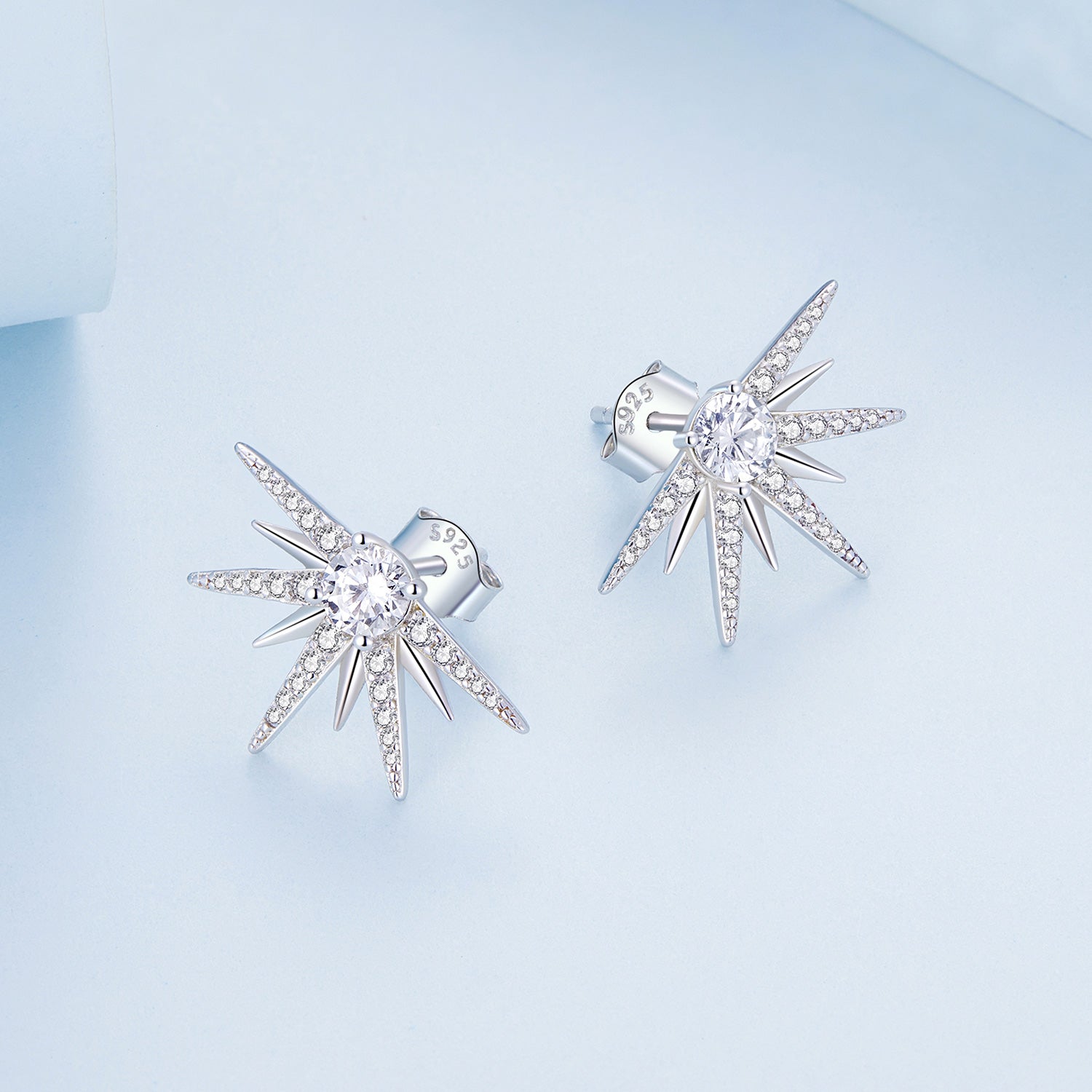 Silver Earrings Brilliant Starburst CZ Stud Earrings For Sale - sursenso Earring