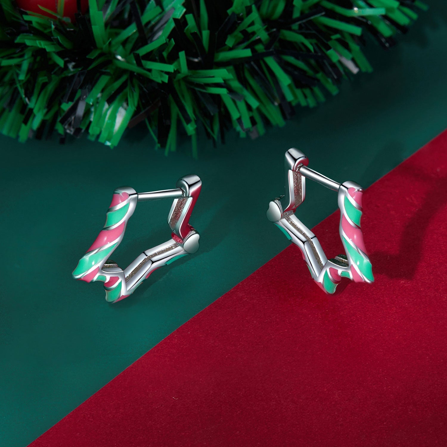 Silver Earrings Candy Color Star Hoop Earrings For Sale - sursenso Earring