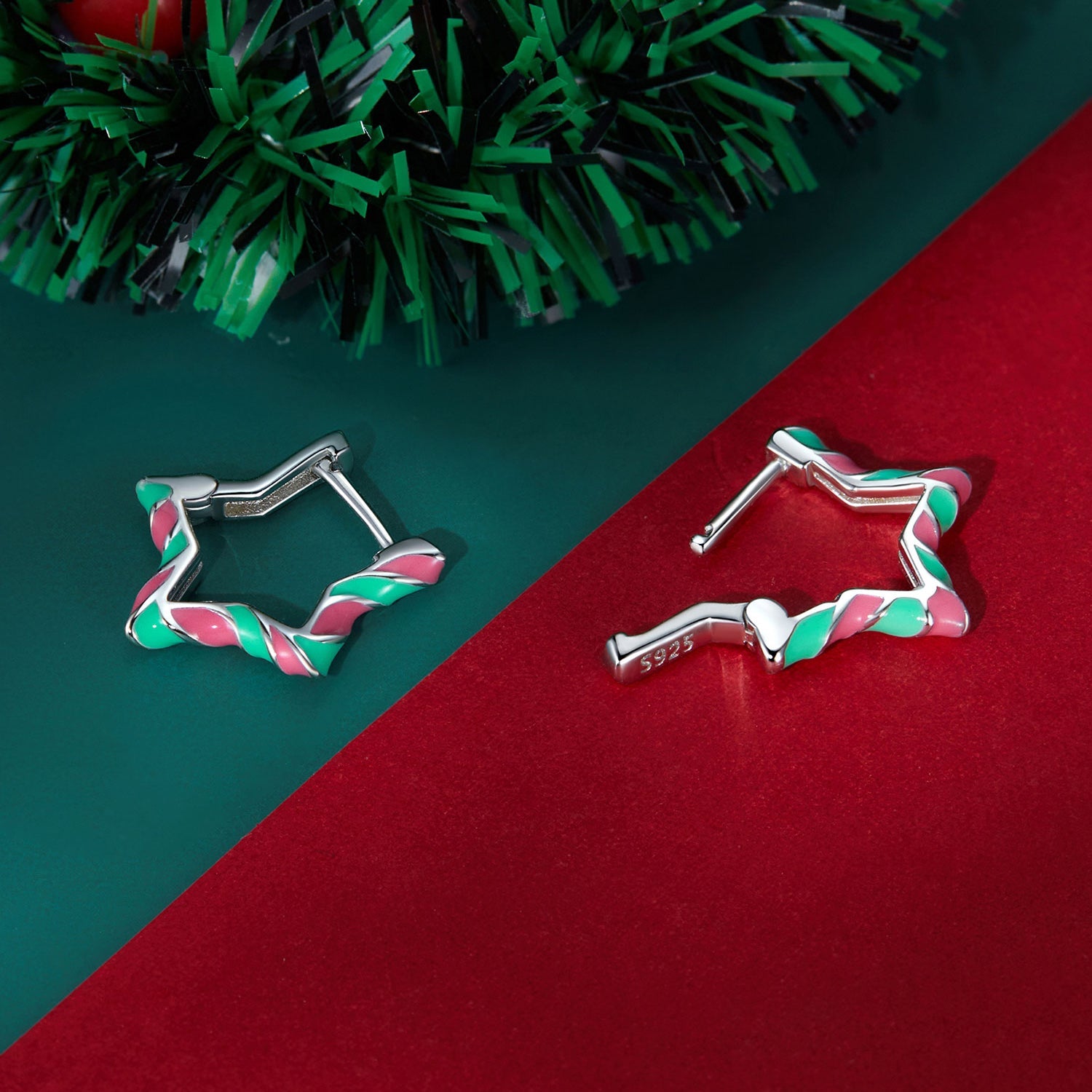 Silver Earrings Candy Color Star Hoop Earrings For Sale - sursenso Earring