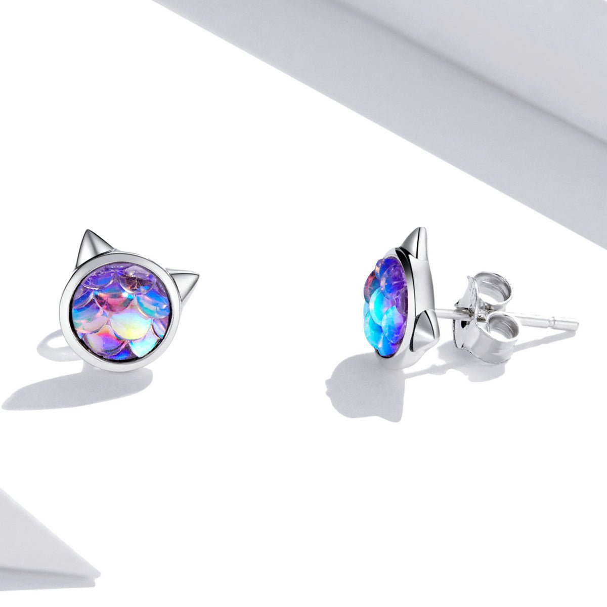 Silver Earrings Cat Fish Scale Stud Earrings For Sale - sursenso Earring