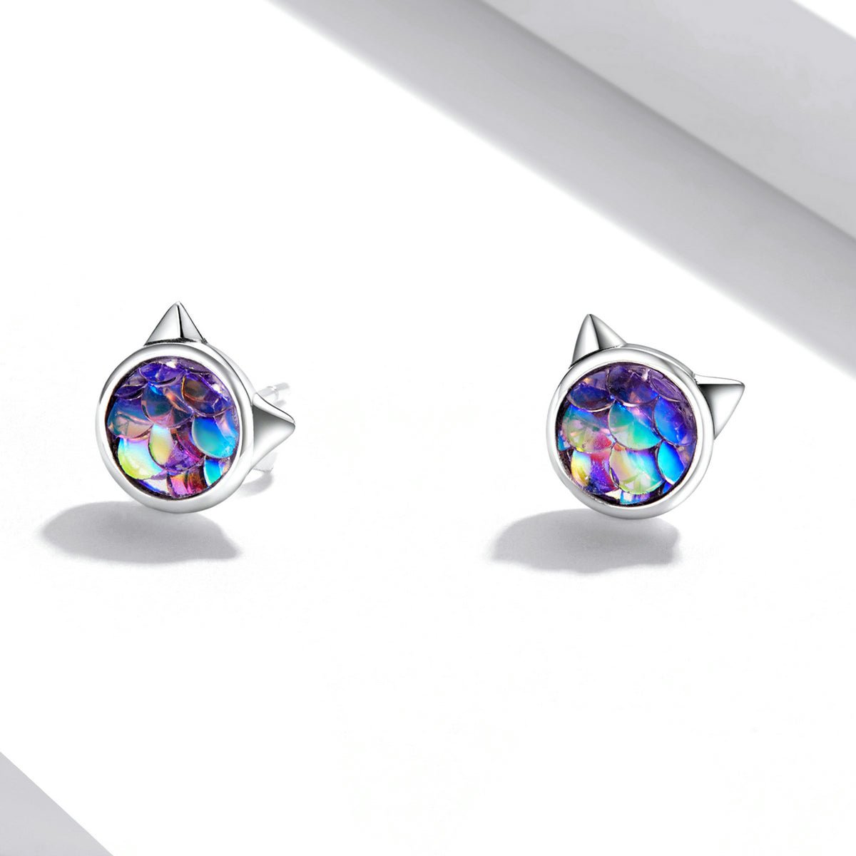 Silver Earrings Cat Fish Scale Stud Earrings For Sale - sursenso Earring