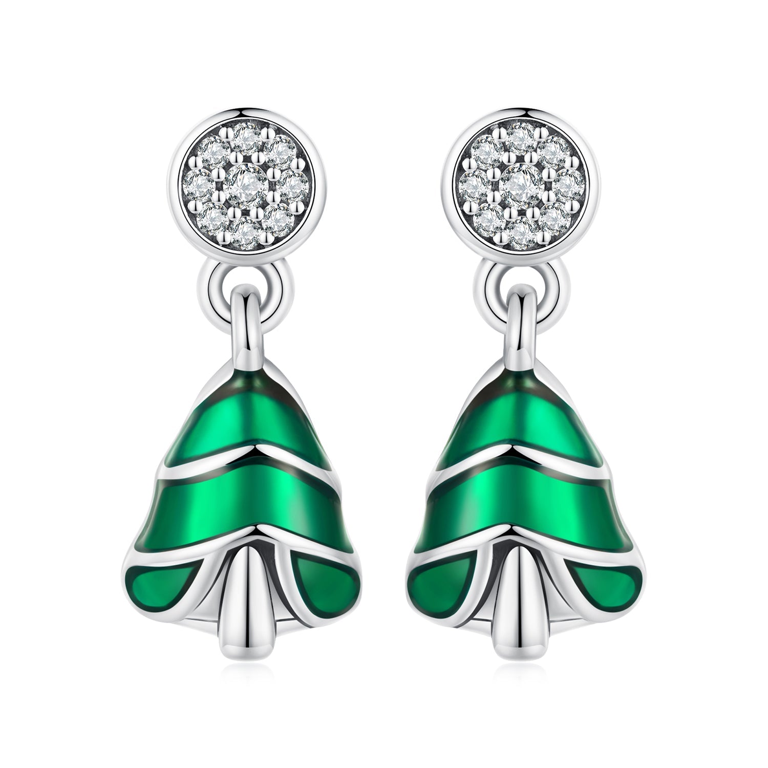 Silver Earrings Christmas Tree CZ Stud Earrings For Sale - sursenso Earring