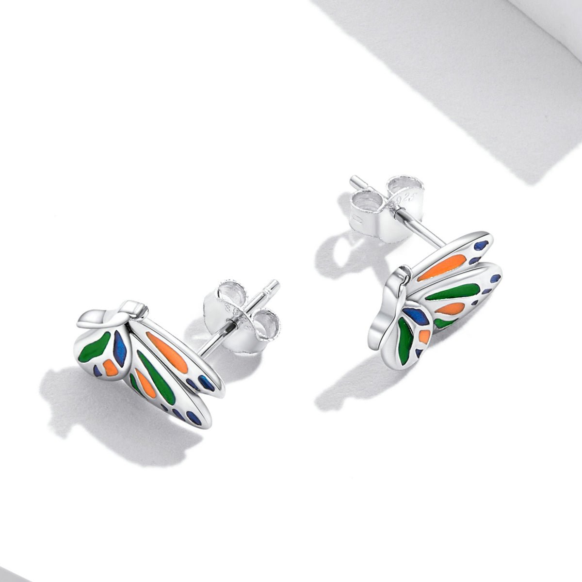 Silver Earrings Coloful Brilliant Butterfly Enamel Stud Earrings For Sale - sursenso Earring