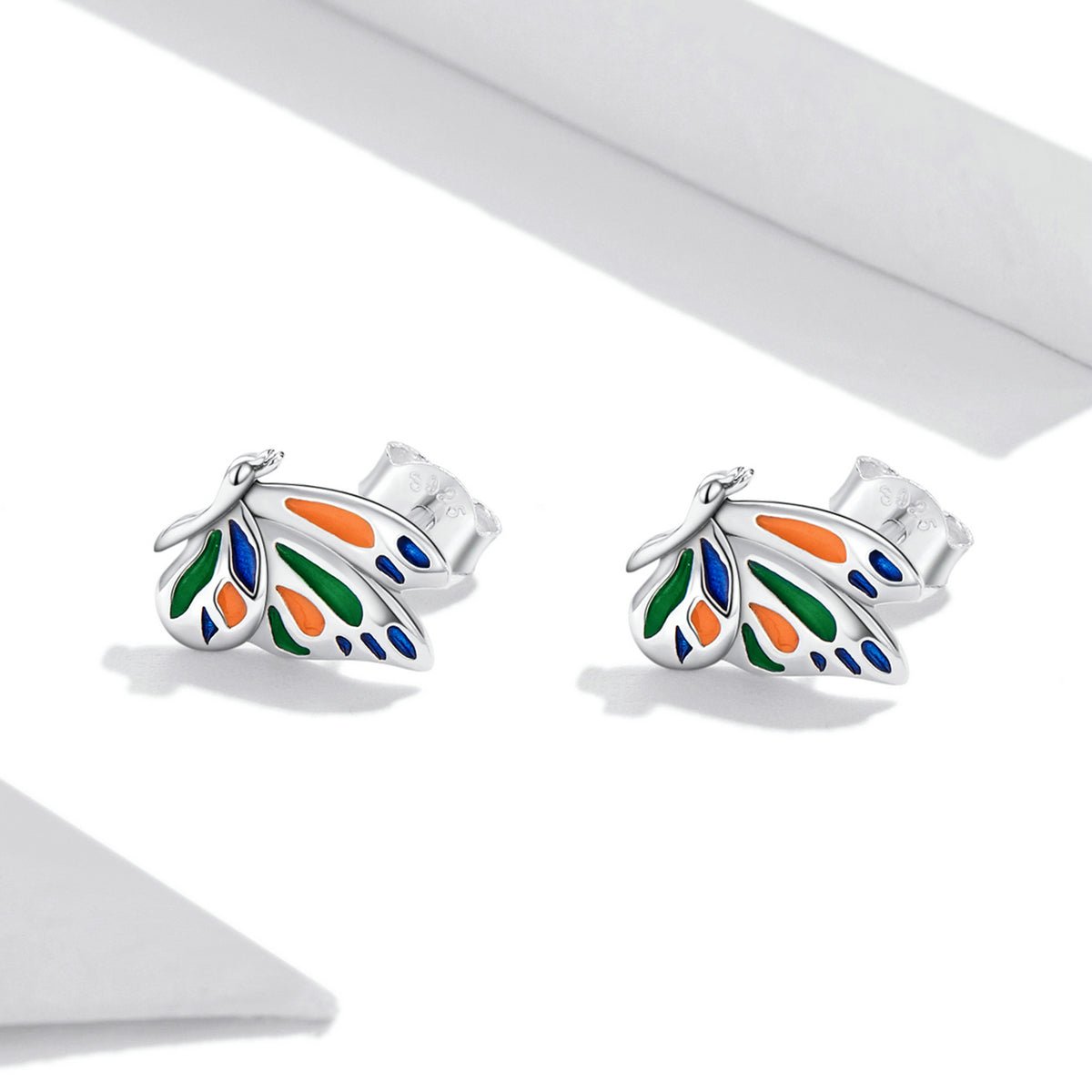 Silver Earrings Coloful Brilliant Butterfly Enamel Stud Earrings For Sale - sursenso Earring