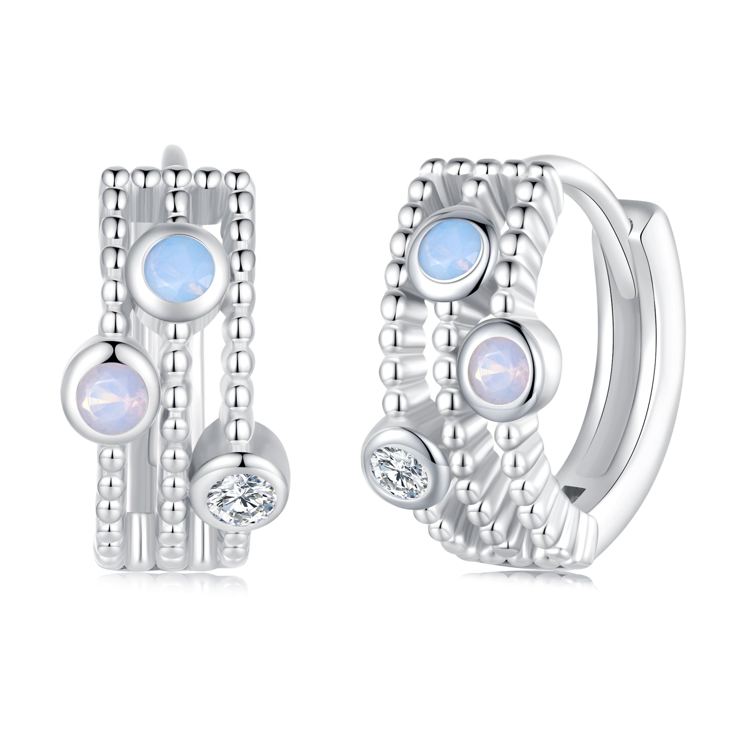 Silver Earrings Color Dot CZ Hoop Earrings For Sale - sursenso Earring