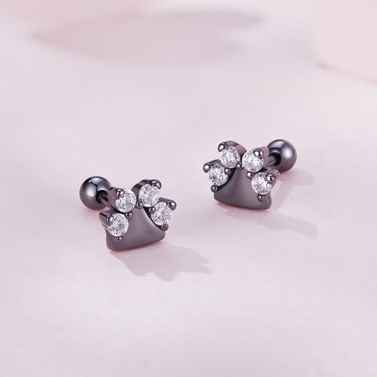 Silver Earrings Cute Black Dog Paws CZ Stud Earrings For Sale - sursenso Earring