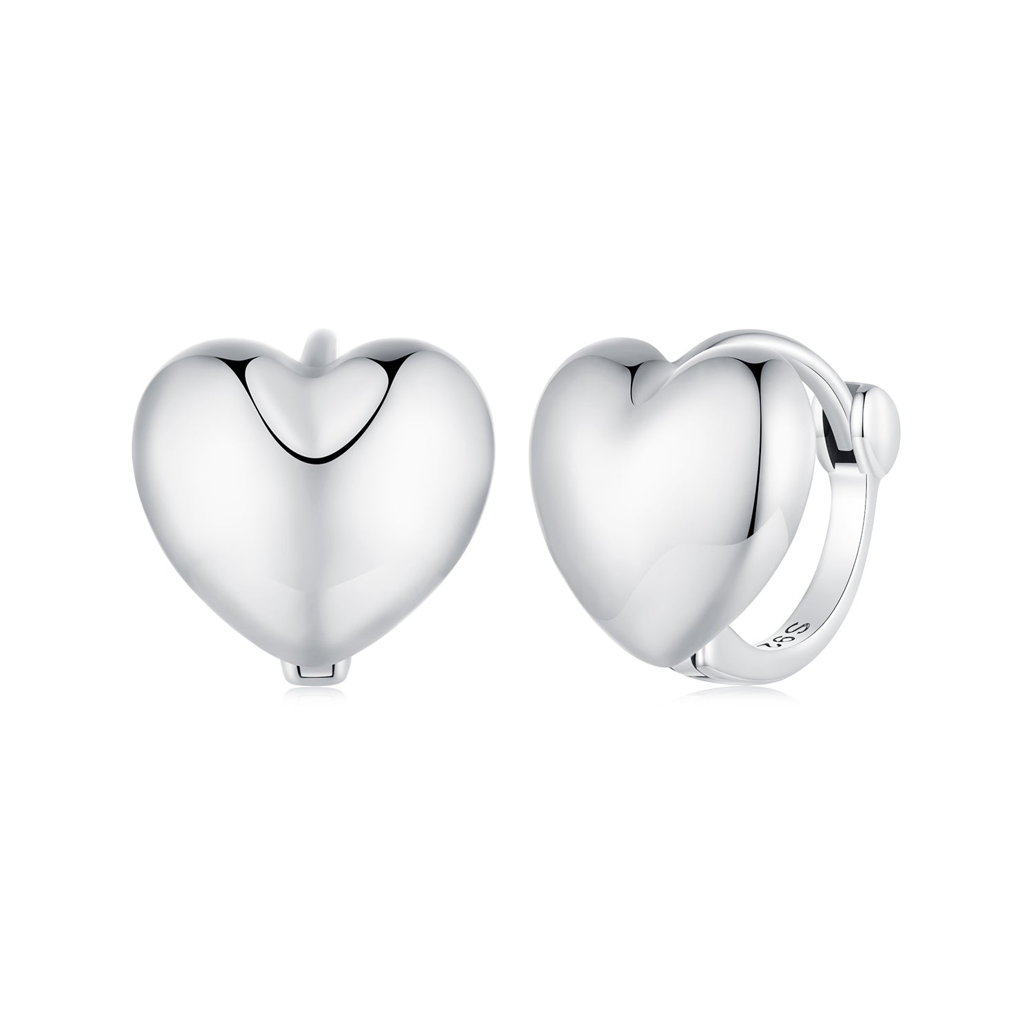 Silver Earrings Cute Heart Love Hoop Earrings For Sale - sursenso Earring