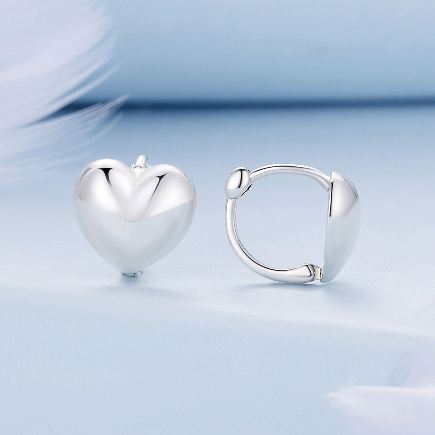 Silver Earrings Cute Heart Love Hoop Earrings For Sale - sursenso Earring