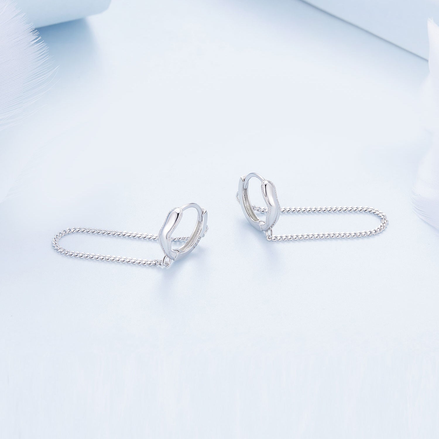 Silver Earrings Delicate Long Tassel Hoop Earrings For Sale - sursenso Earring