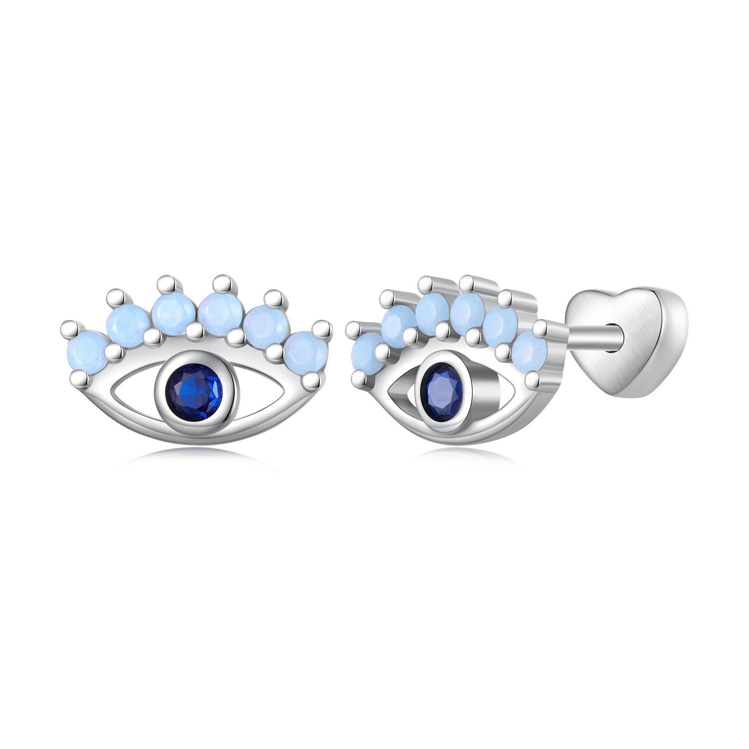 Silver Earrings Demon Eyes Blue CZ Stud Earrings For Sale - sursenso Earring