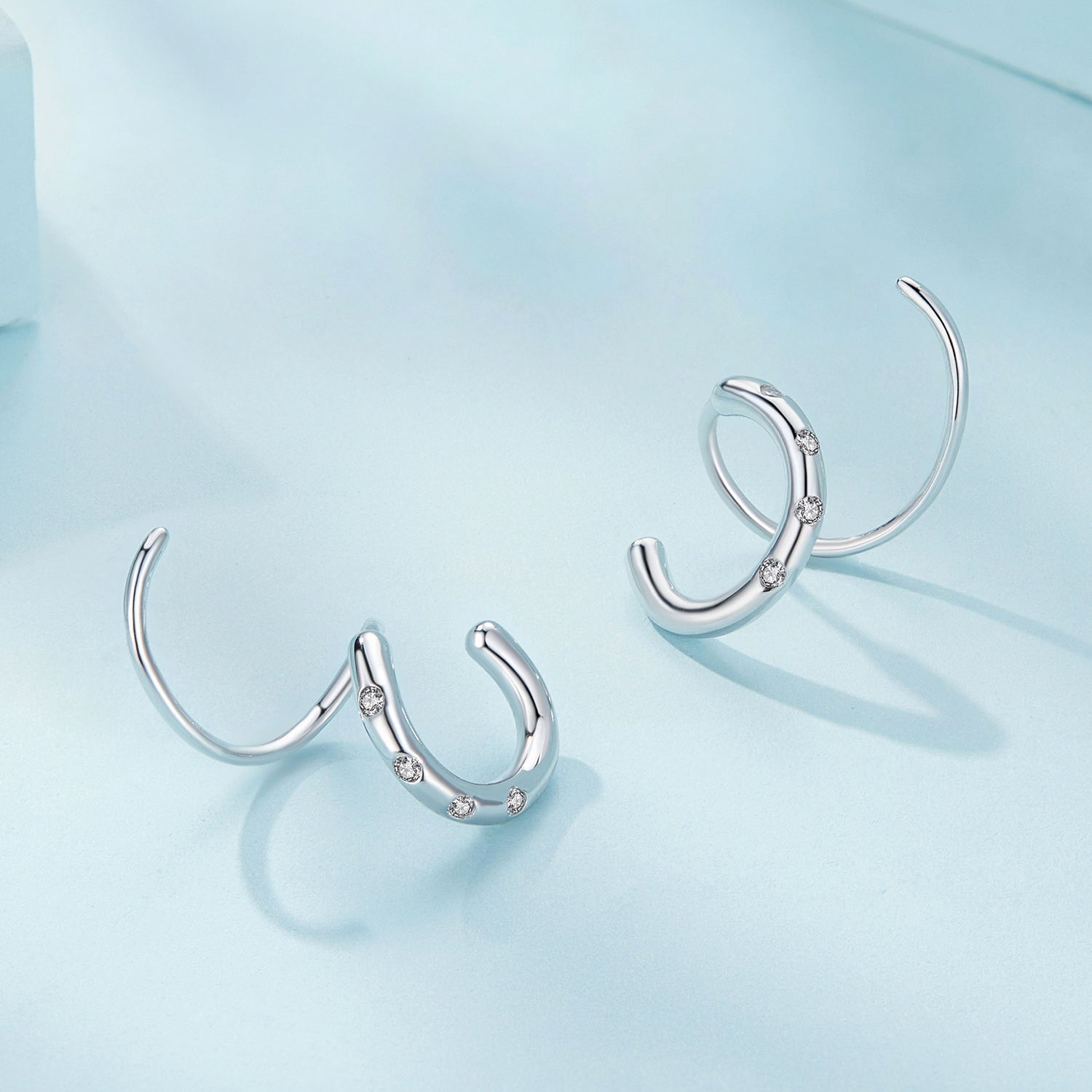 Silver Earrings Double Circle Hoop Earrings For Sale - sursenso Earring
