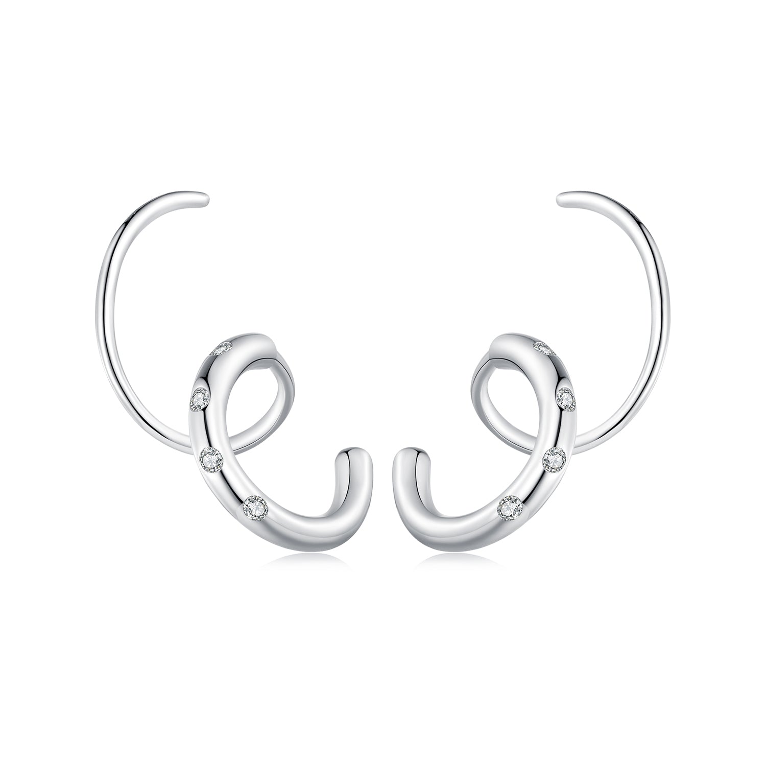 Silver Earrings Double Circle Hoop Earrings For Sale - sursenso Earring