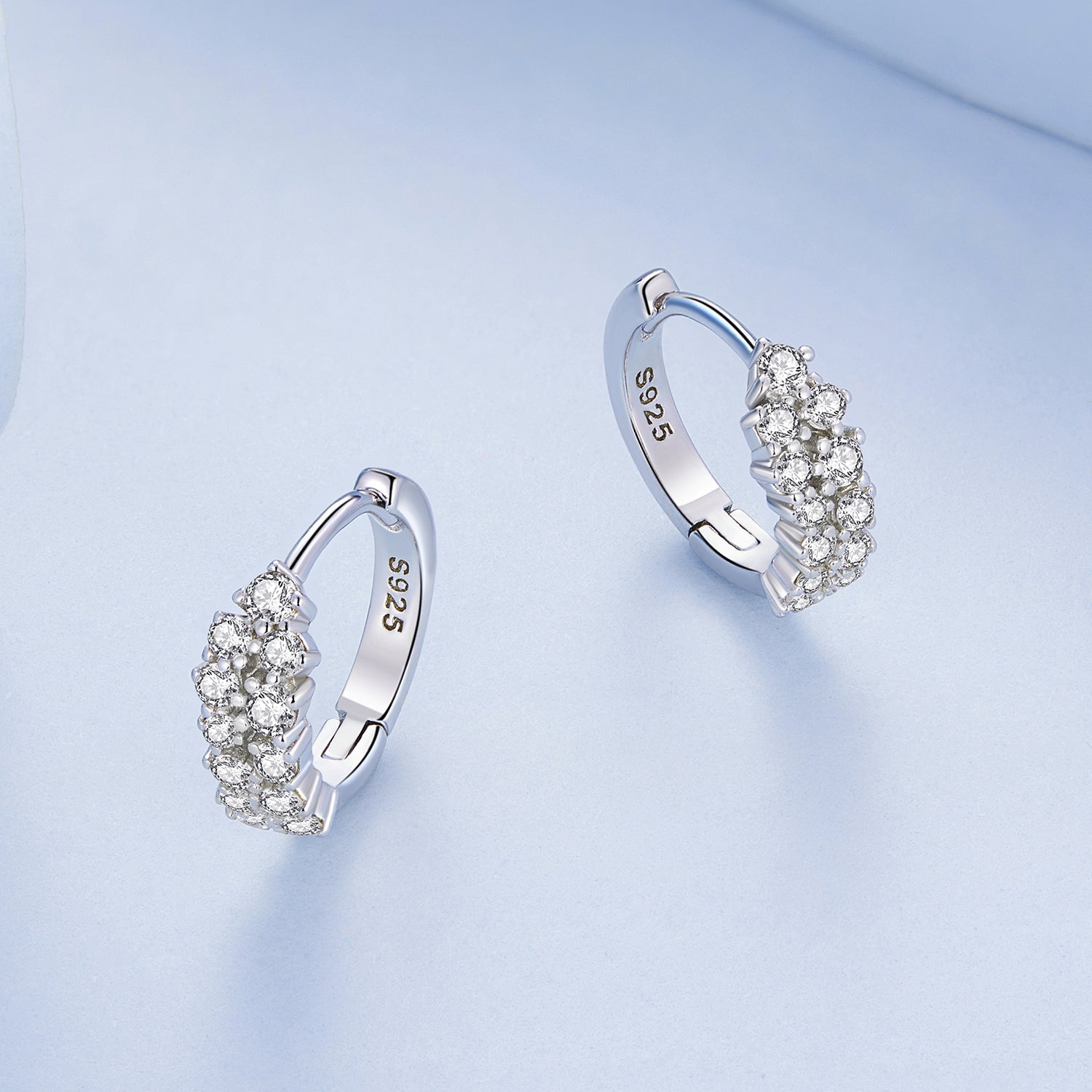 Silver Earrings Exquisite Accumulative CZ Hoop Earrings For Sale - sursenso Earring