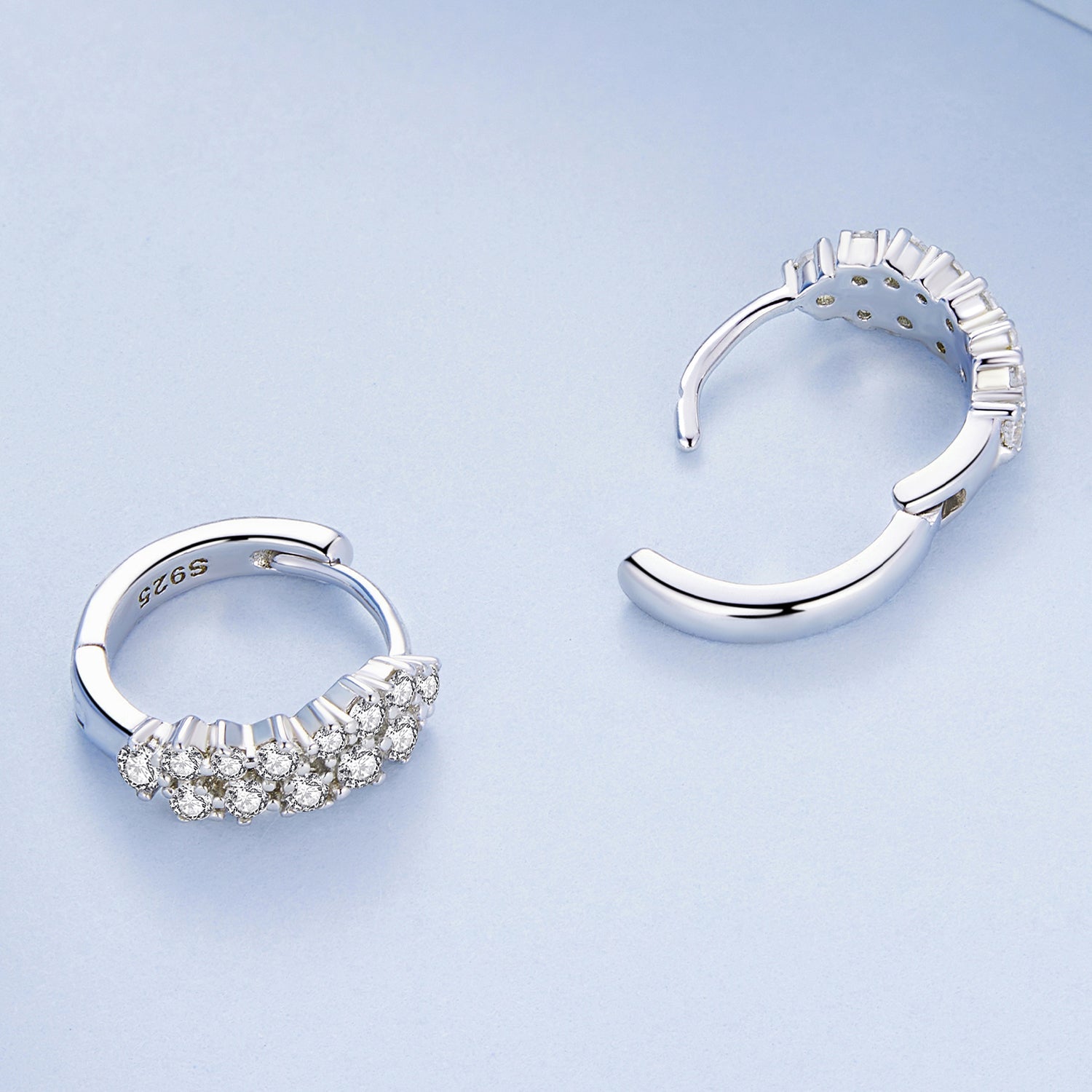 Silver Earrings Exquisite Accumulative CZ Hoop Earrings For Sale - sursenso Earring