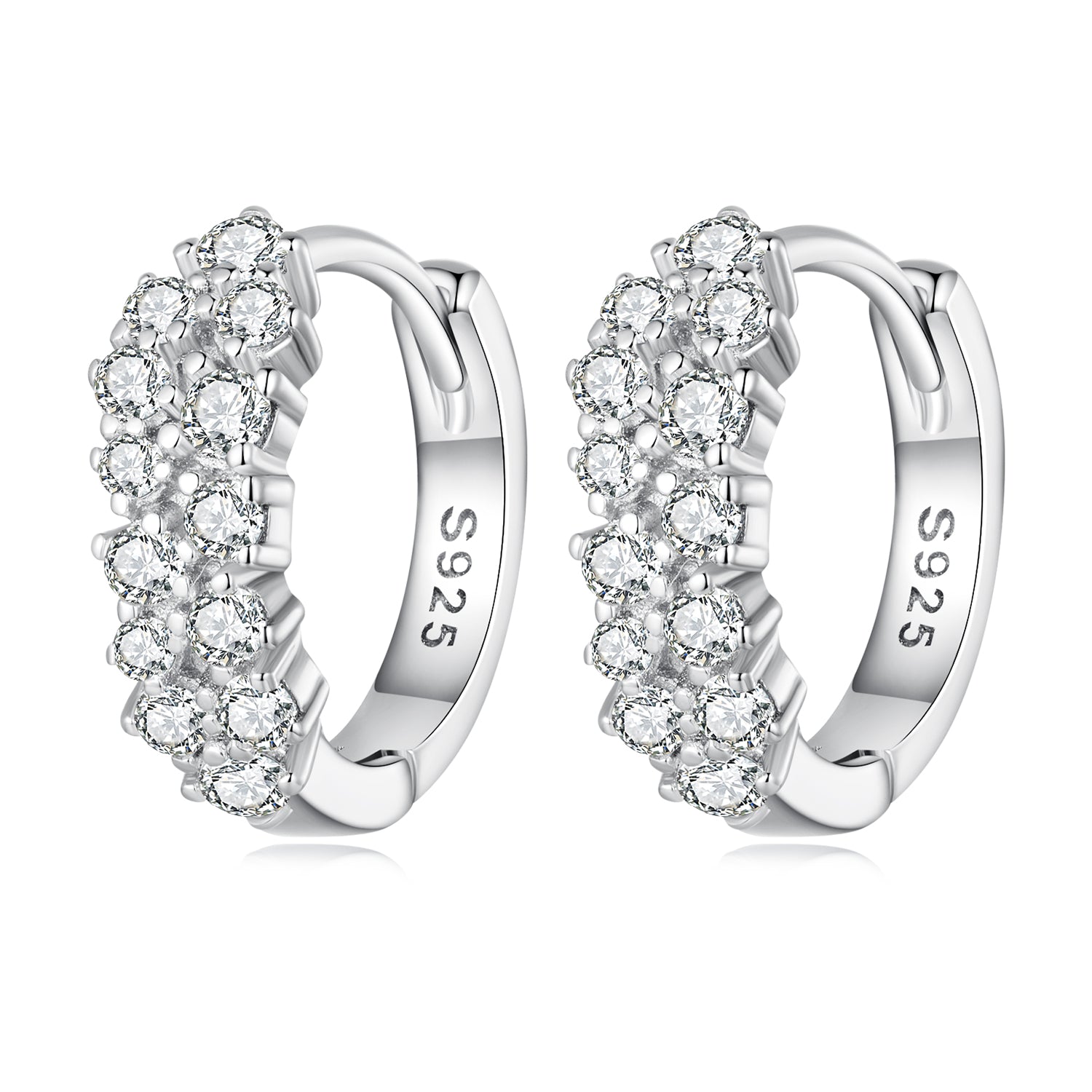 Silver Earrings Exquisite Accumulative CZ Hoop Earrings For Sale - sursenso Earring