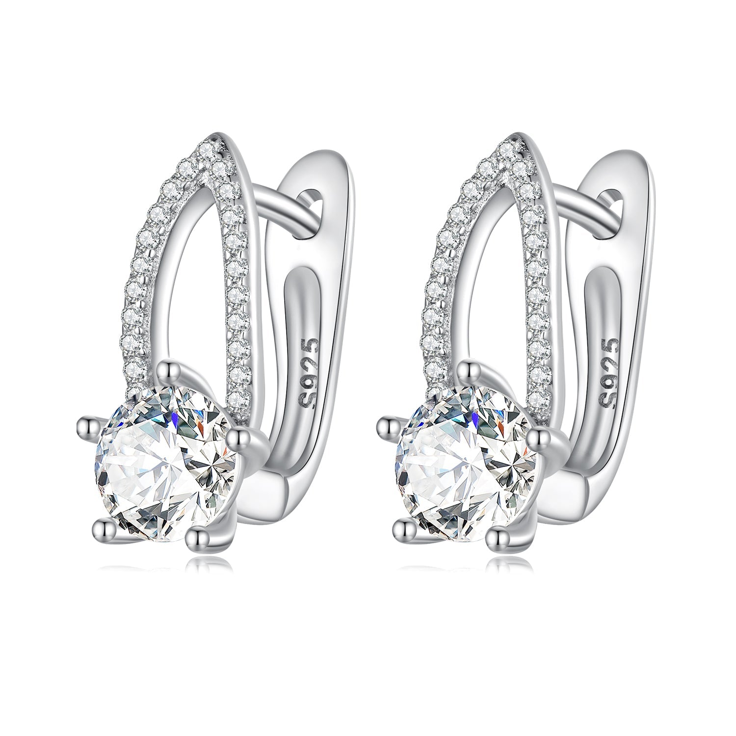 Silver Earrings Exquisite Hollowing CZ Hoop Earrings For Sale - sursenso Earring