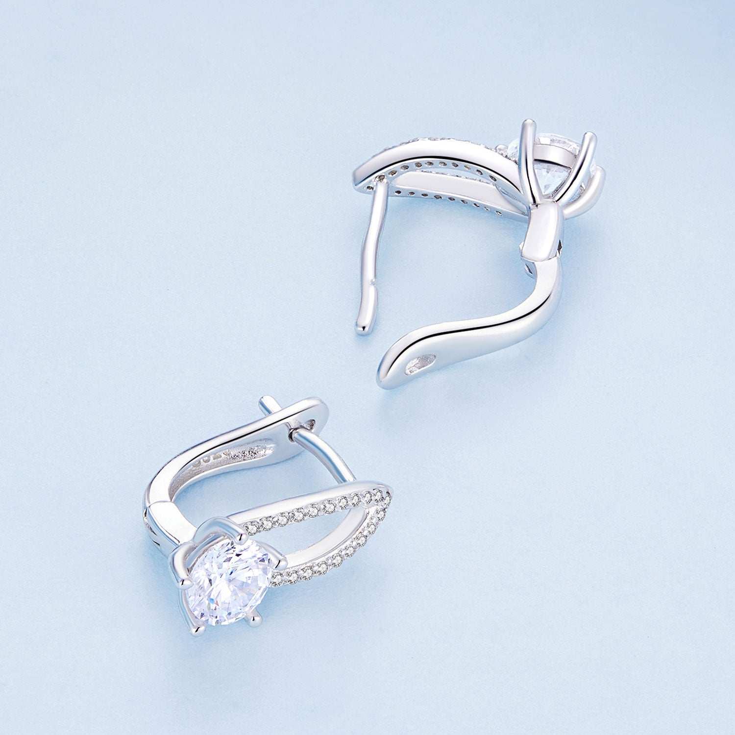 Silver Earrings Exquisite Hollowing CZ Hoop Earrings For Sale - sursenso Earring